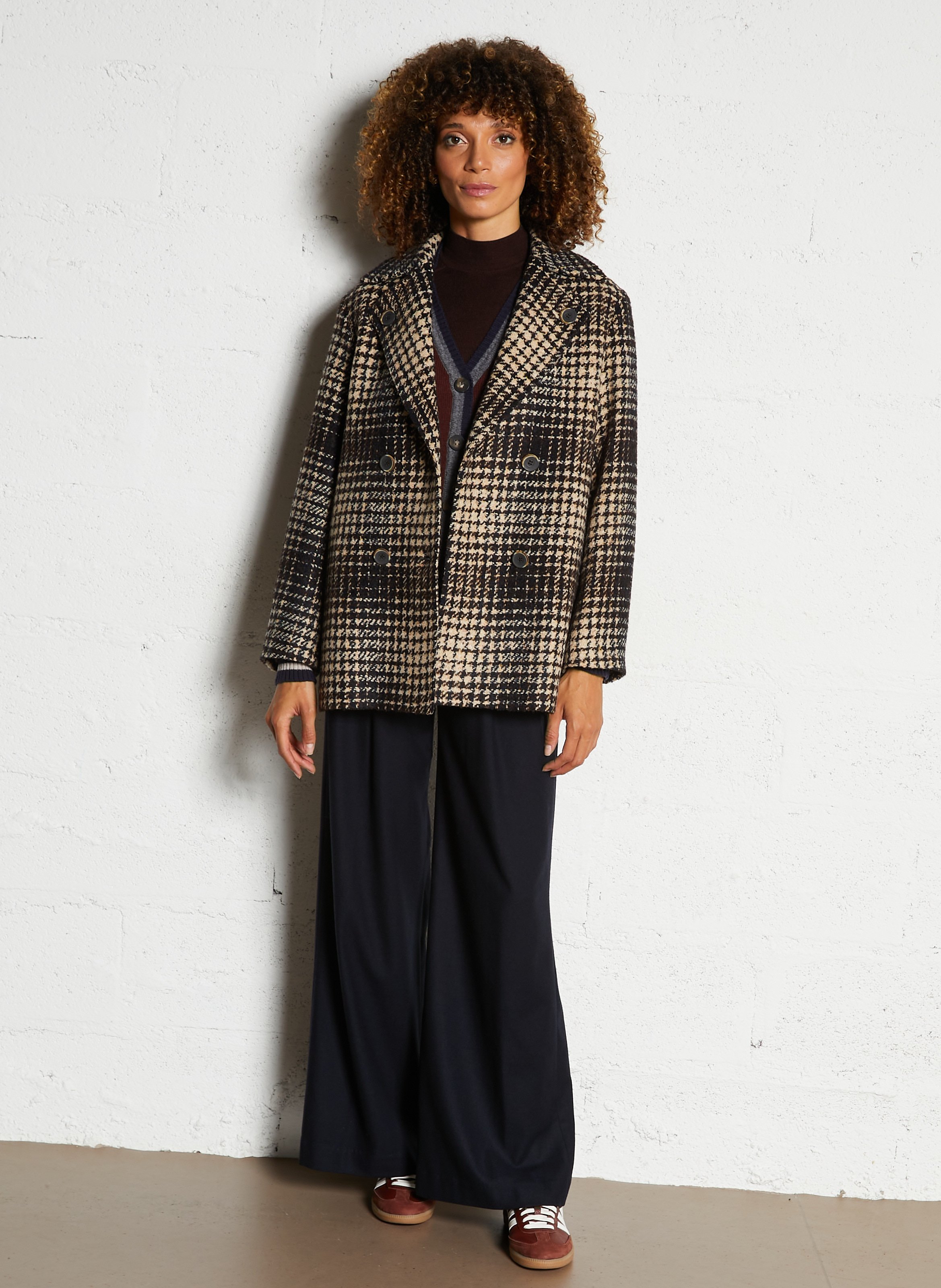 Manteau col tailleur en laine mélangée DIEGA Beige