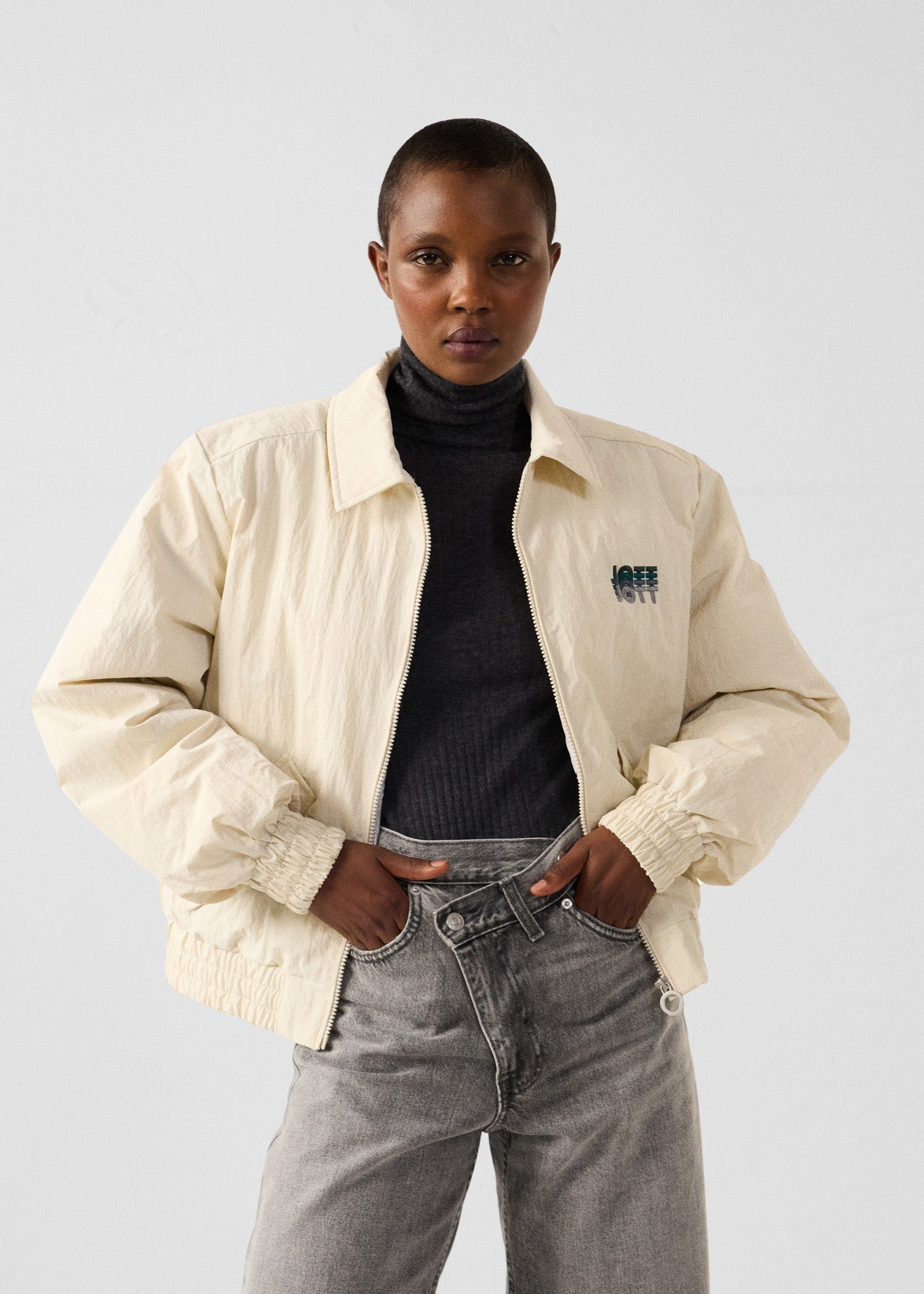 Natural/ice gray Becky bomber jacket JOTT White