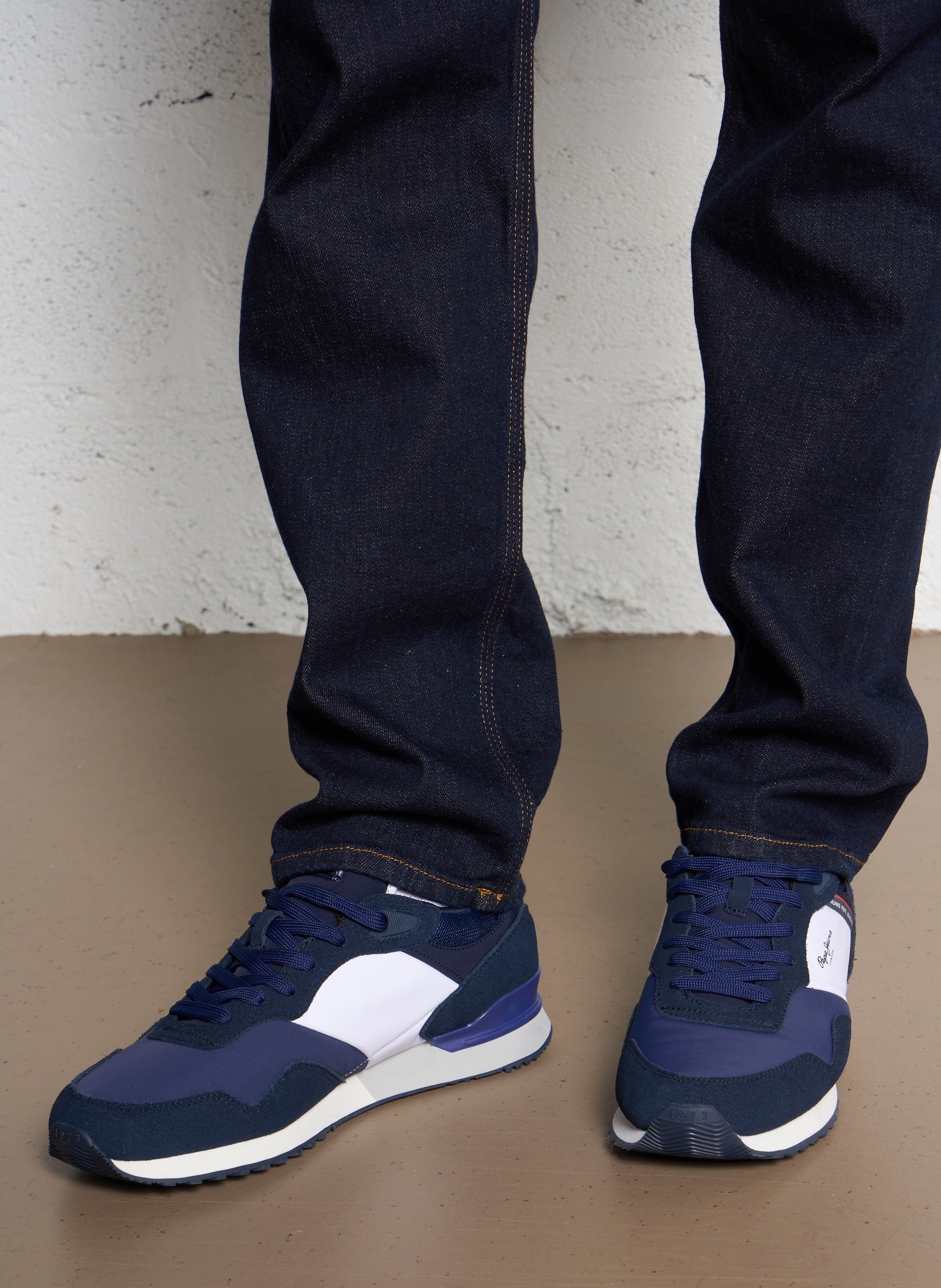 Dual-material low-top sneakers PEPE JEANS Blue