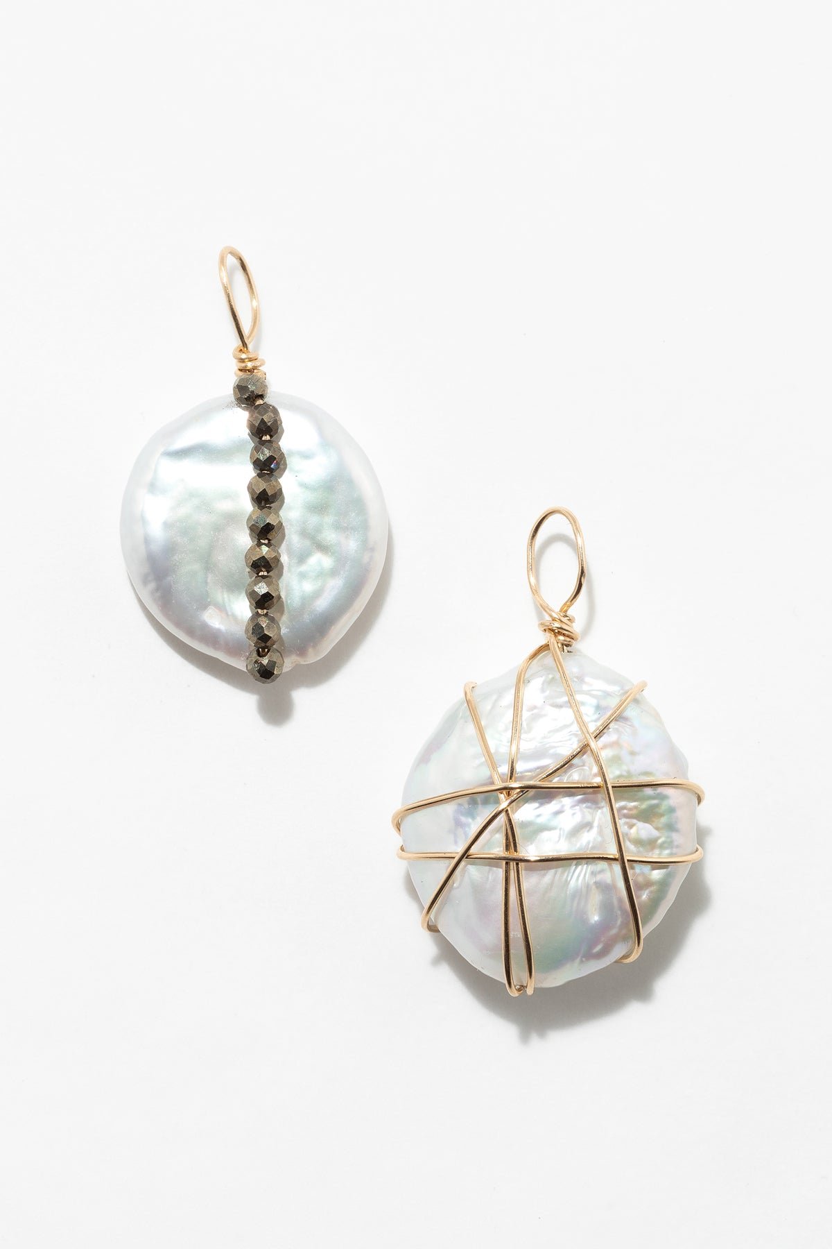 Large cowrie shell pendant - pyrite YAY Golden