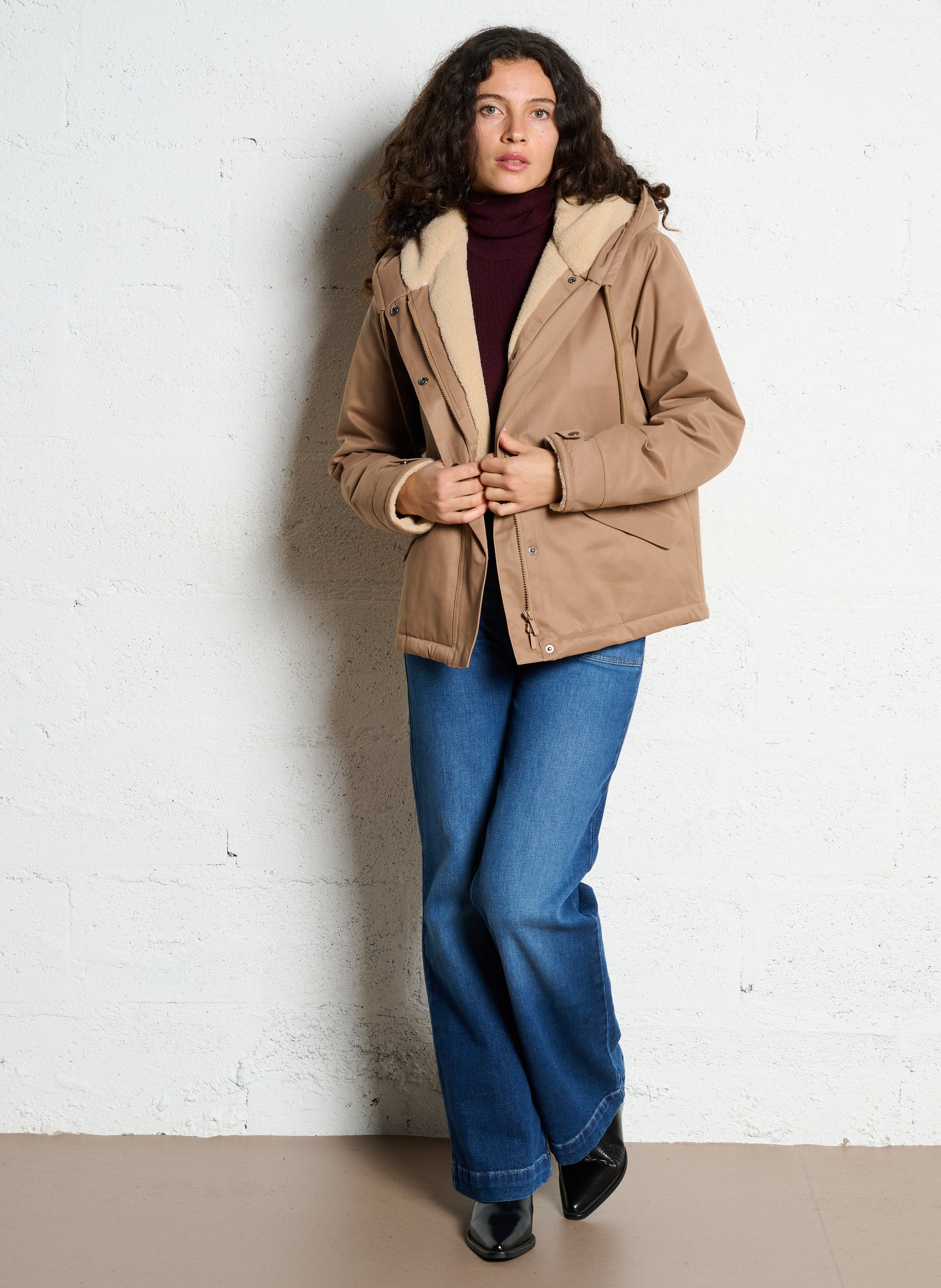 Blouson droit en coton mélangé SUD EXPRESS Beige