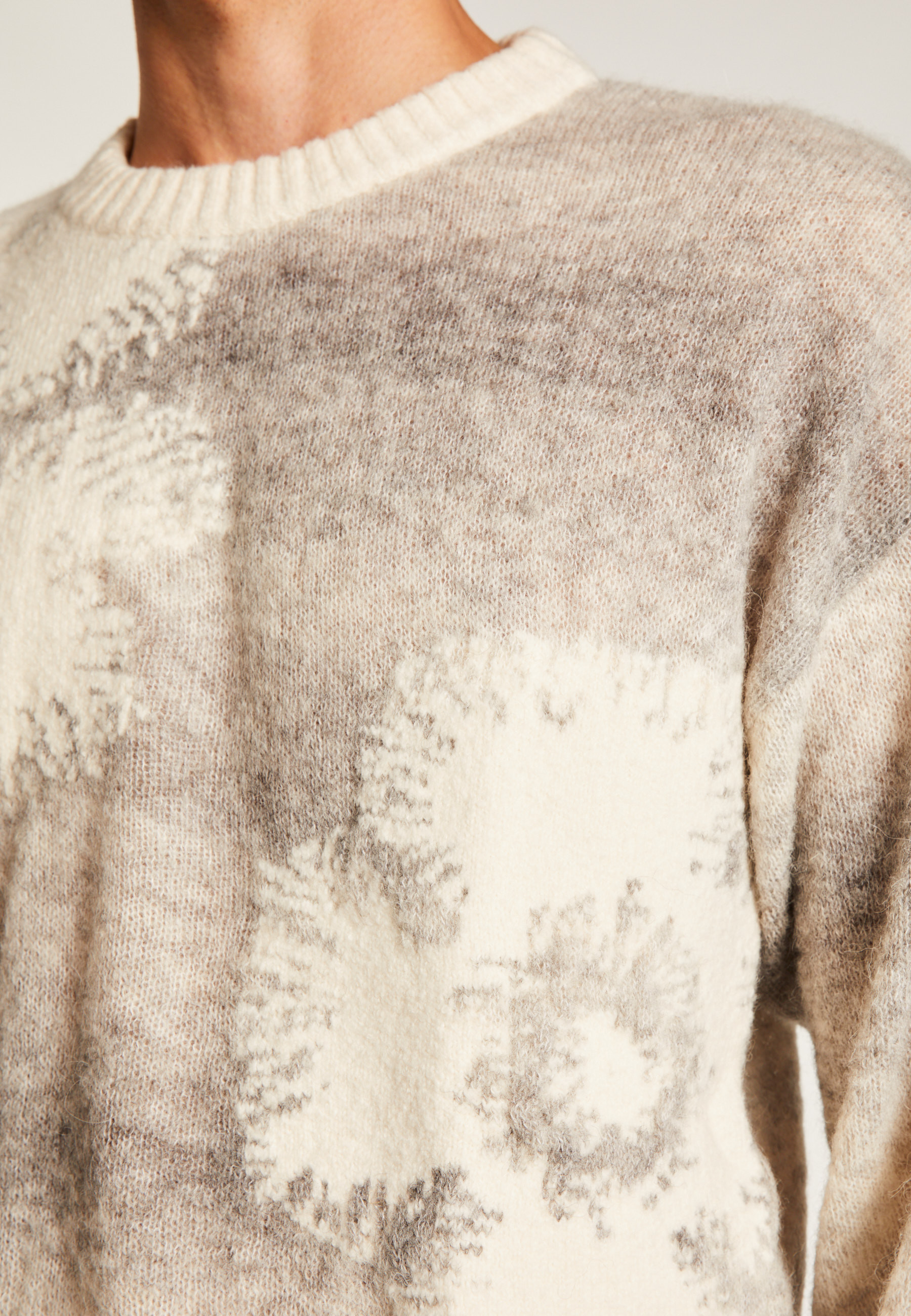 Alpaca and cotton patterned sweater MAISON MONTAGUT Grey