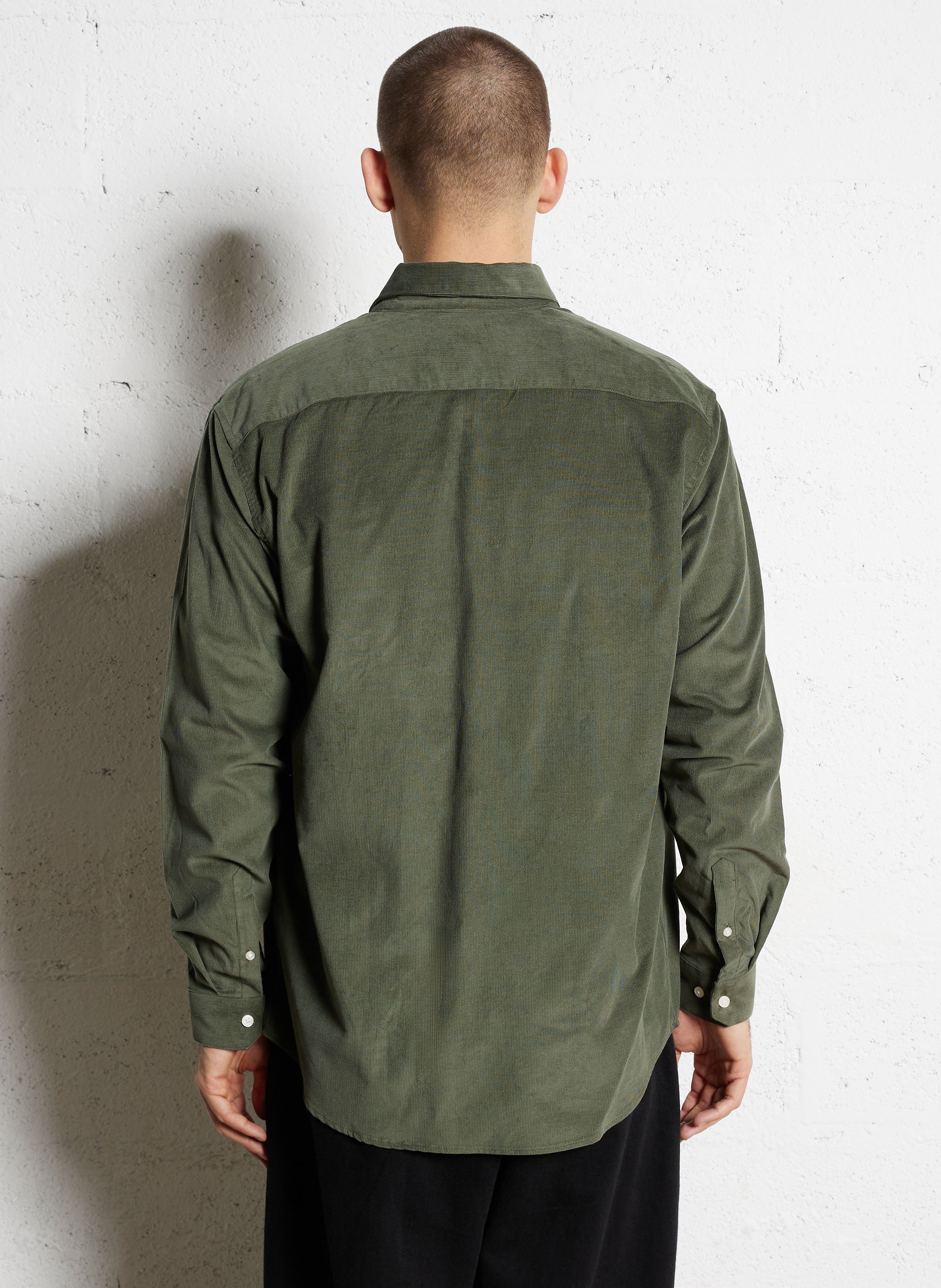 Straight ribbed cotton shirt AU PRINTEMPS PARIS Khaki