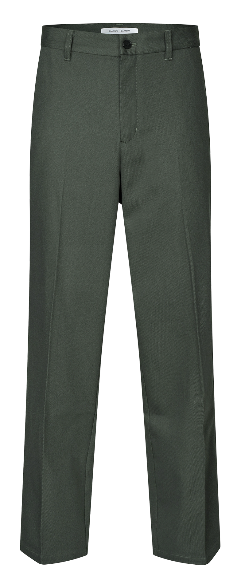 Pantalón recto de algodón y lana mezclados SAMSOE SAMSOE Verde