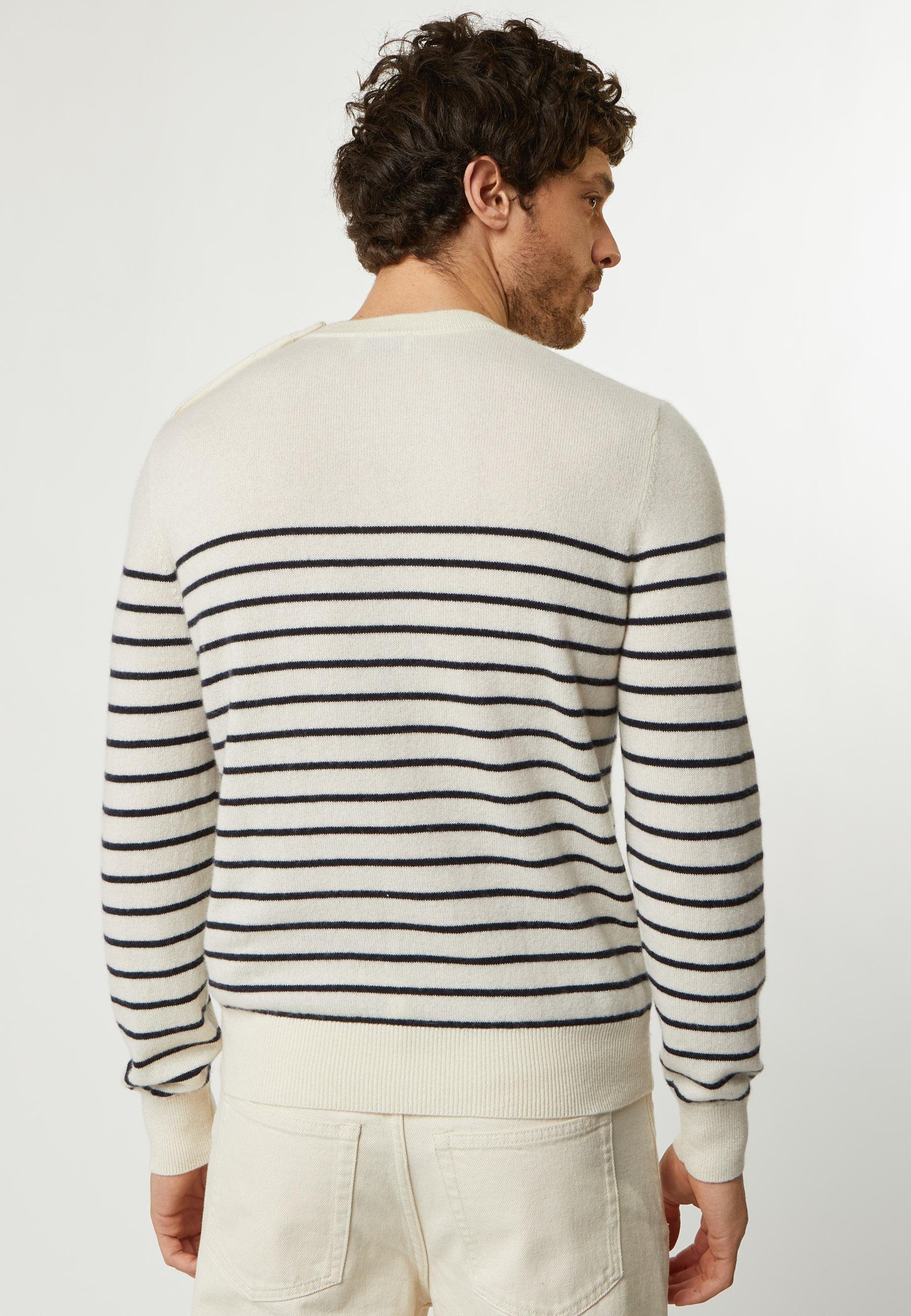 Men's cashmere sailor sweater RODIER White