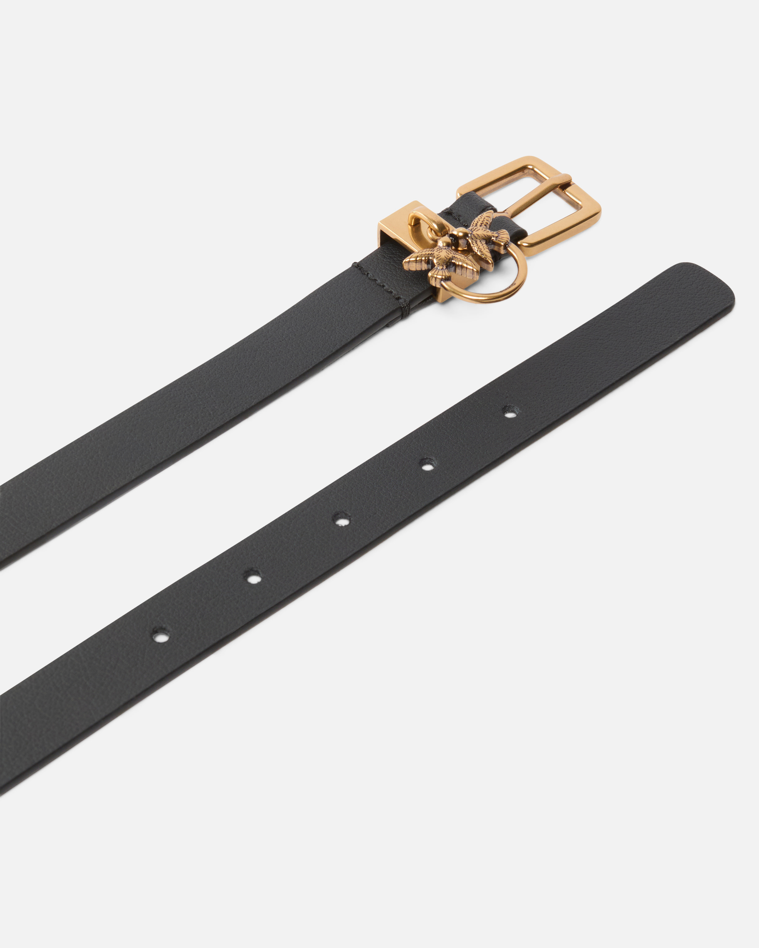 Belt with 1.5 cm love birds charm loop. PINKO Black