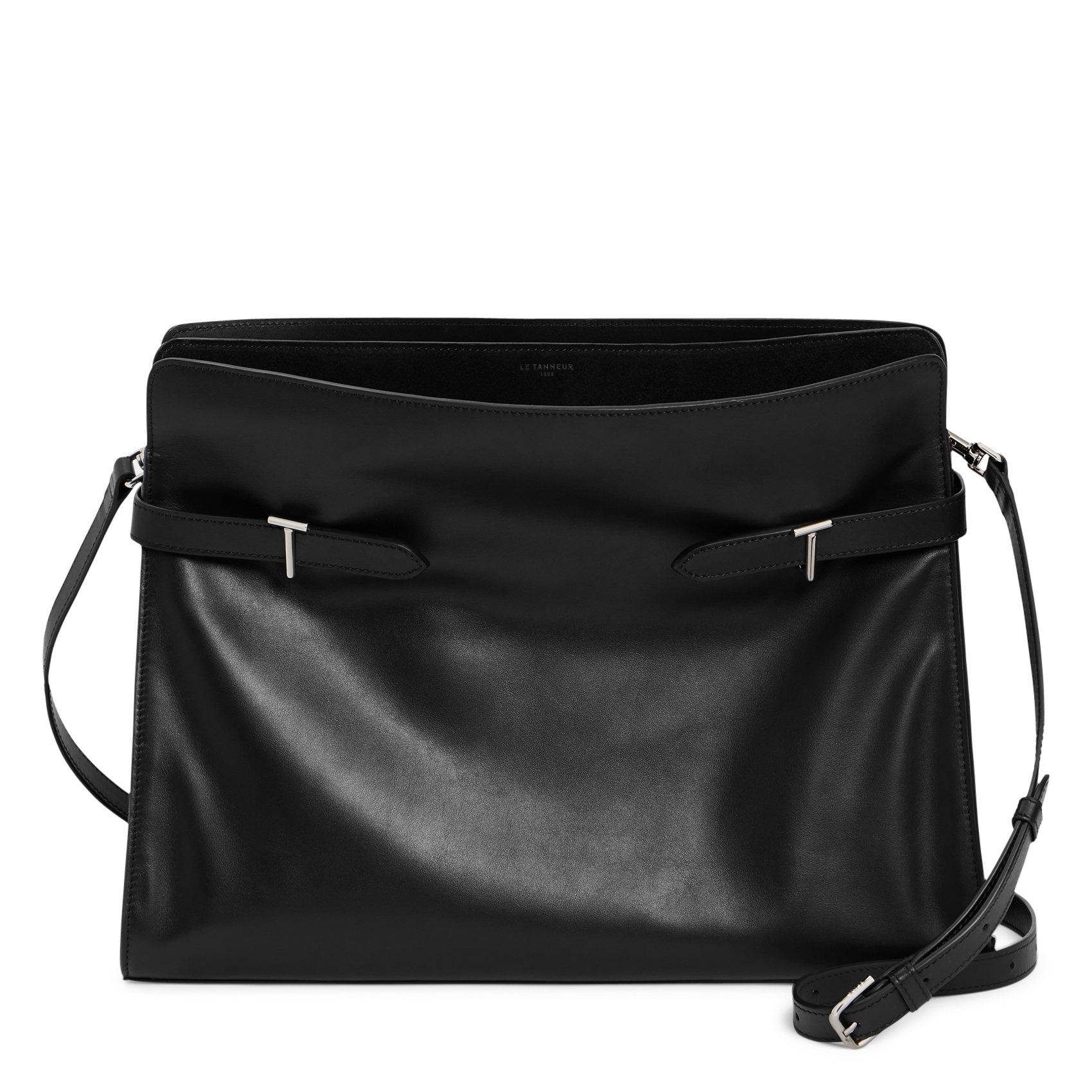 Große einfarbige Ledertasche LE TANNEUR Schwarz