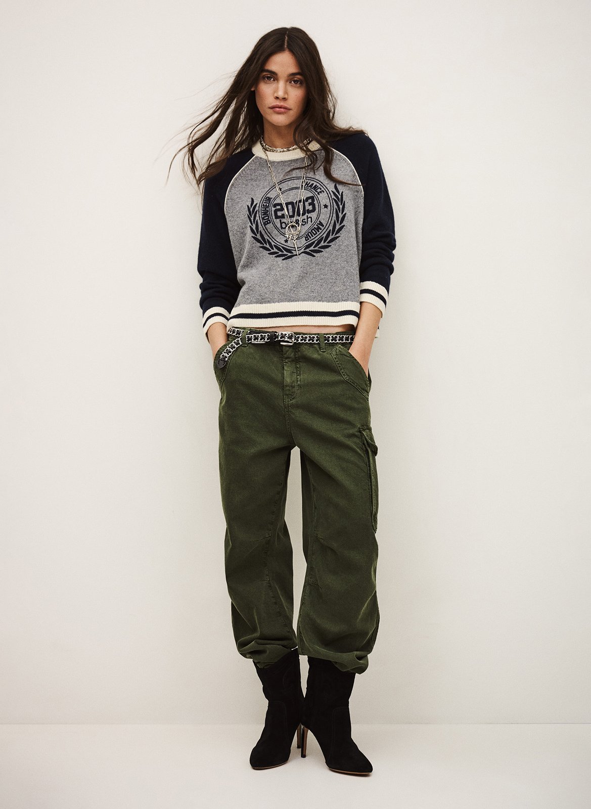 Straight cotton sweater with round neck BA&SH Blue