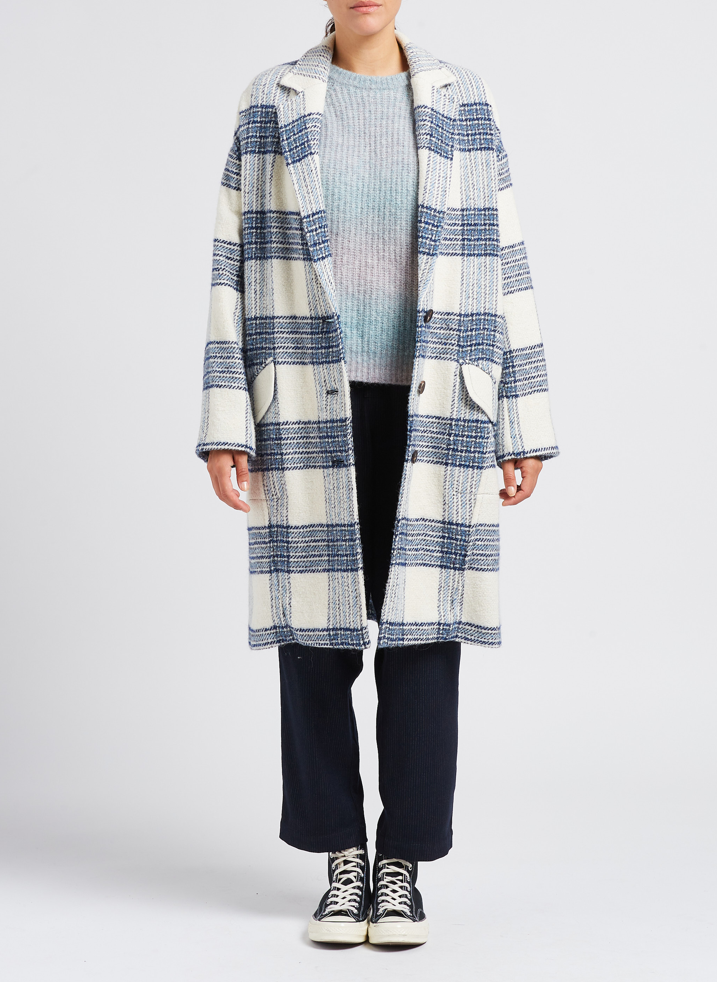 Manteau long ample à col tailleur en laine mélangée BELLEROSE Vert