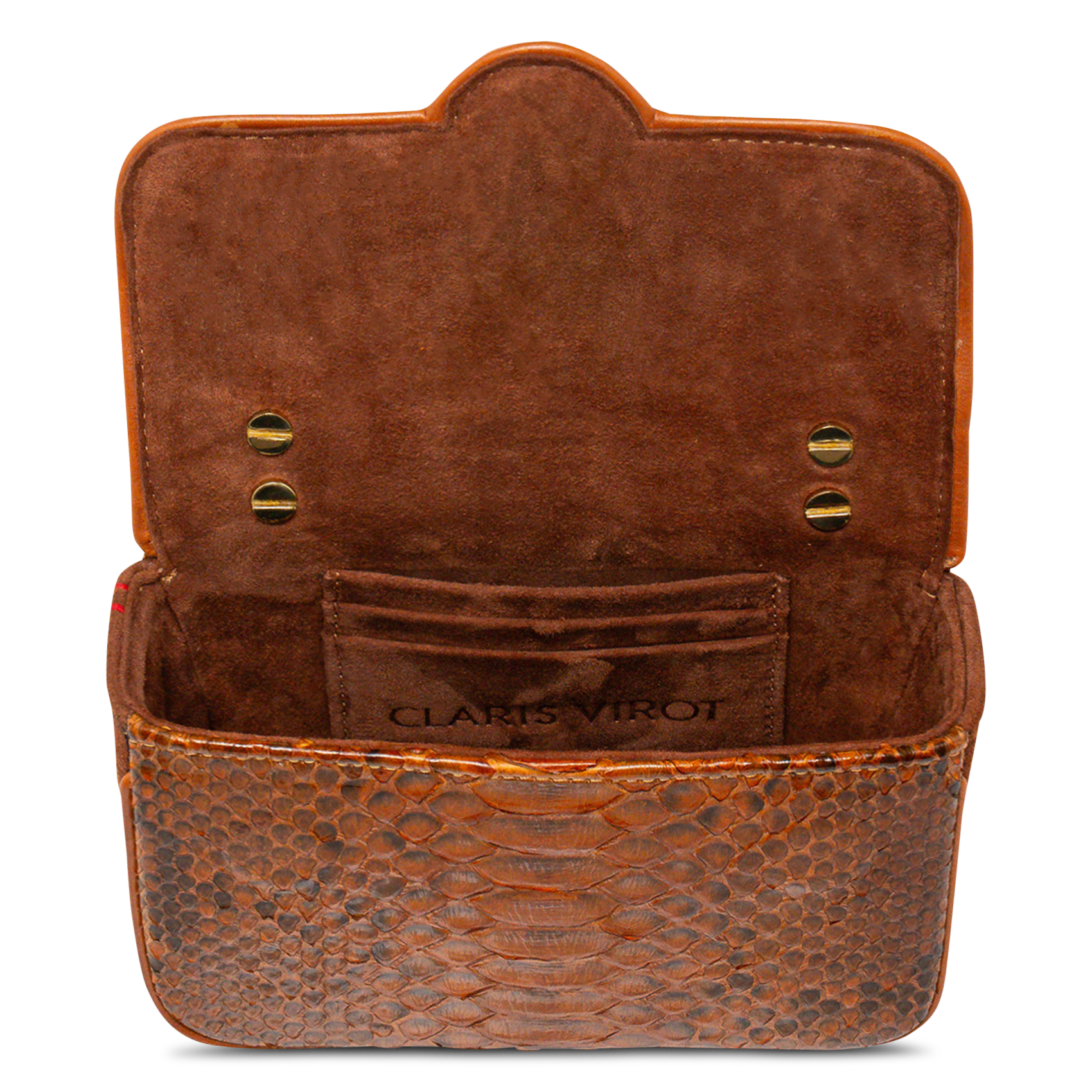 Snakeskin and velvet leather shoulder bag CLARIS VIROT Brown