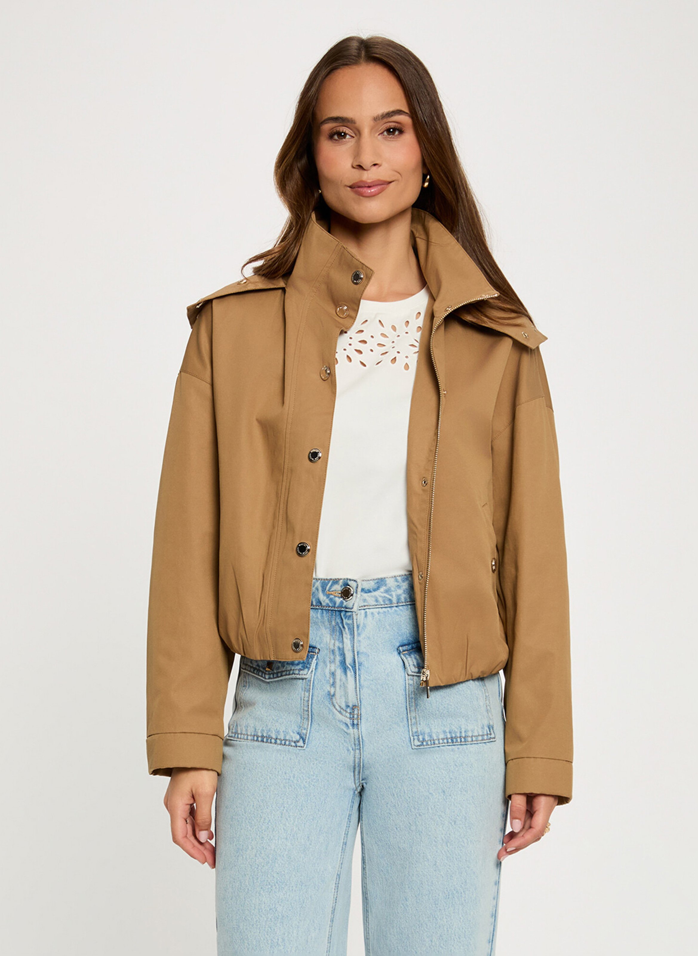 Veste col montant en coton mélangé MORGAN Marron