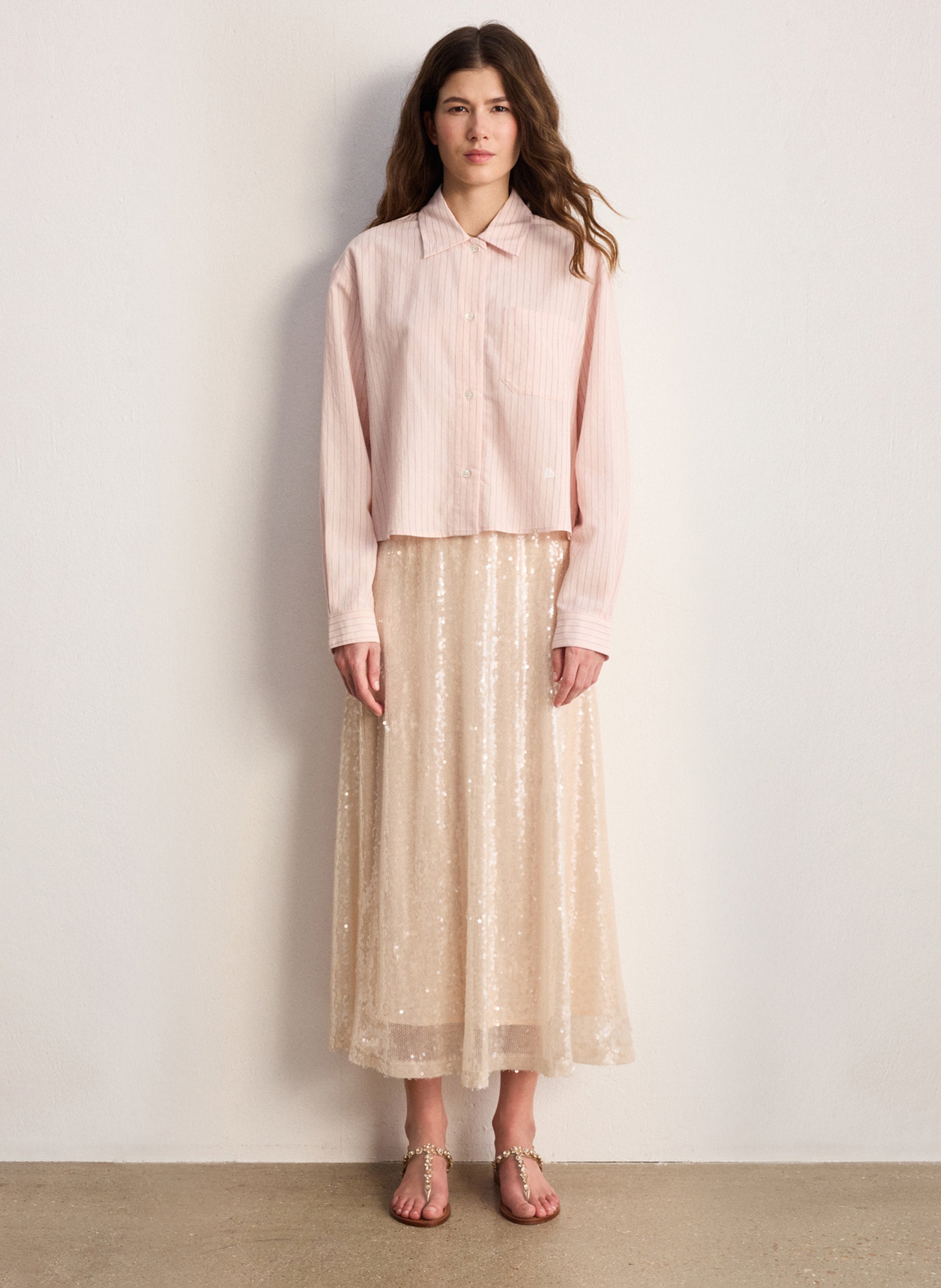 Straight striped shirt with classic collar PABLO Red