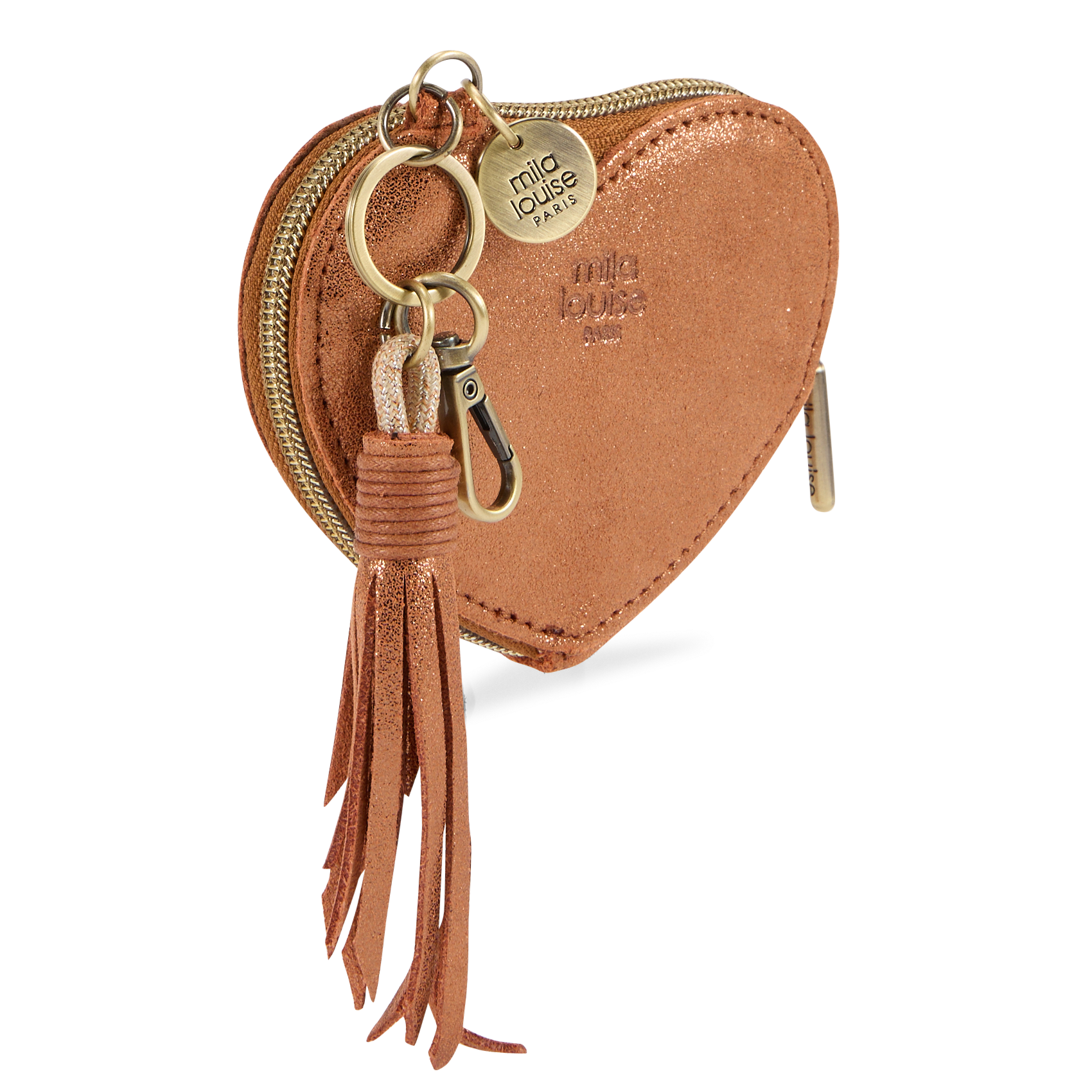 Heart-shaped leather coin purse MILA LOUISE Brown