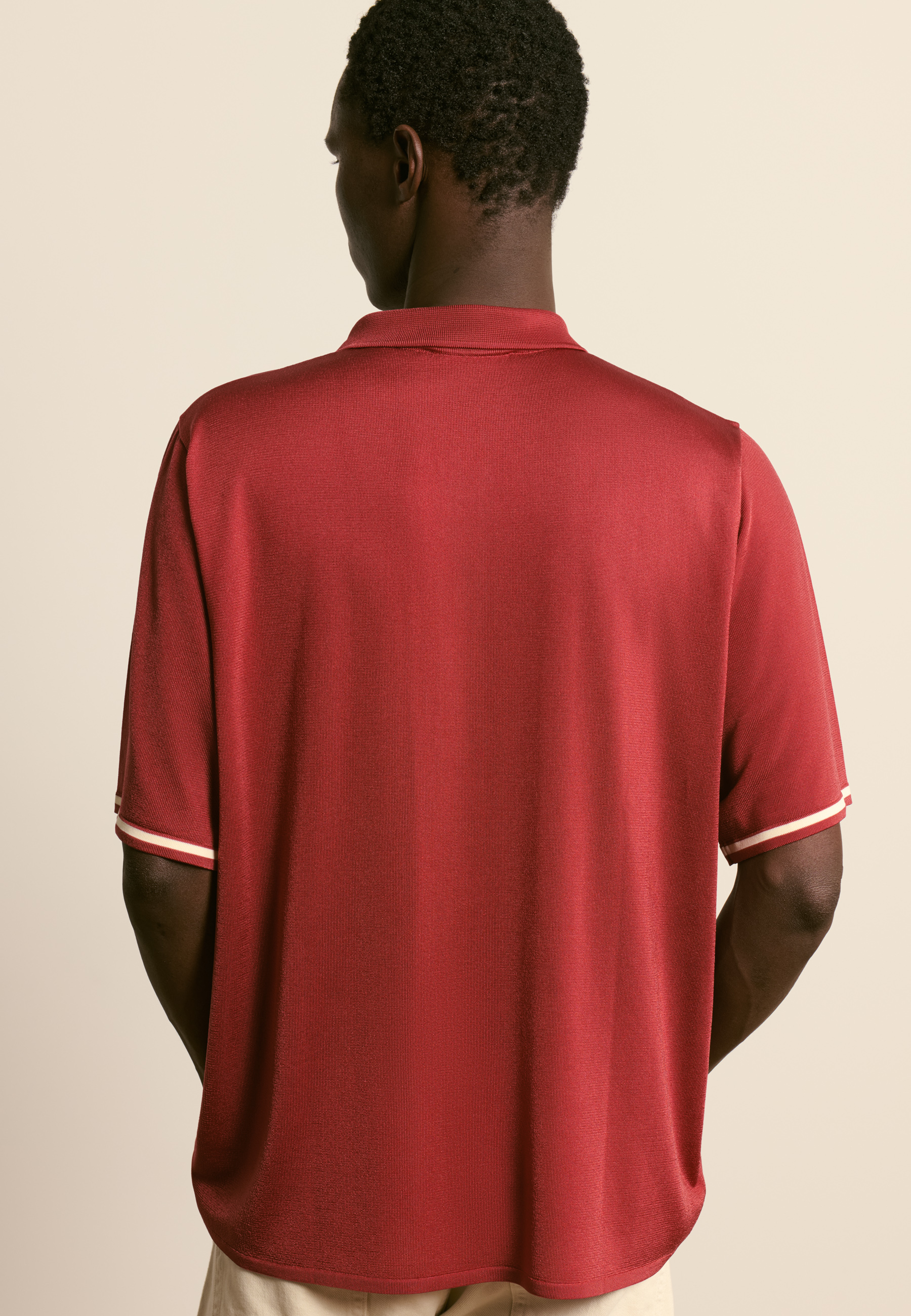 Chemise manches courtes en fil lumière MAISON MONTAGUT Rouge