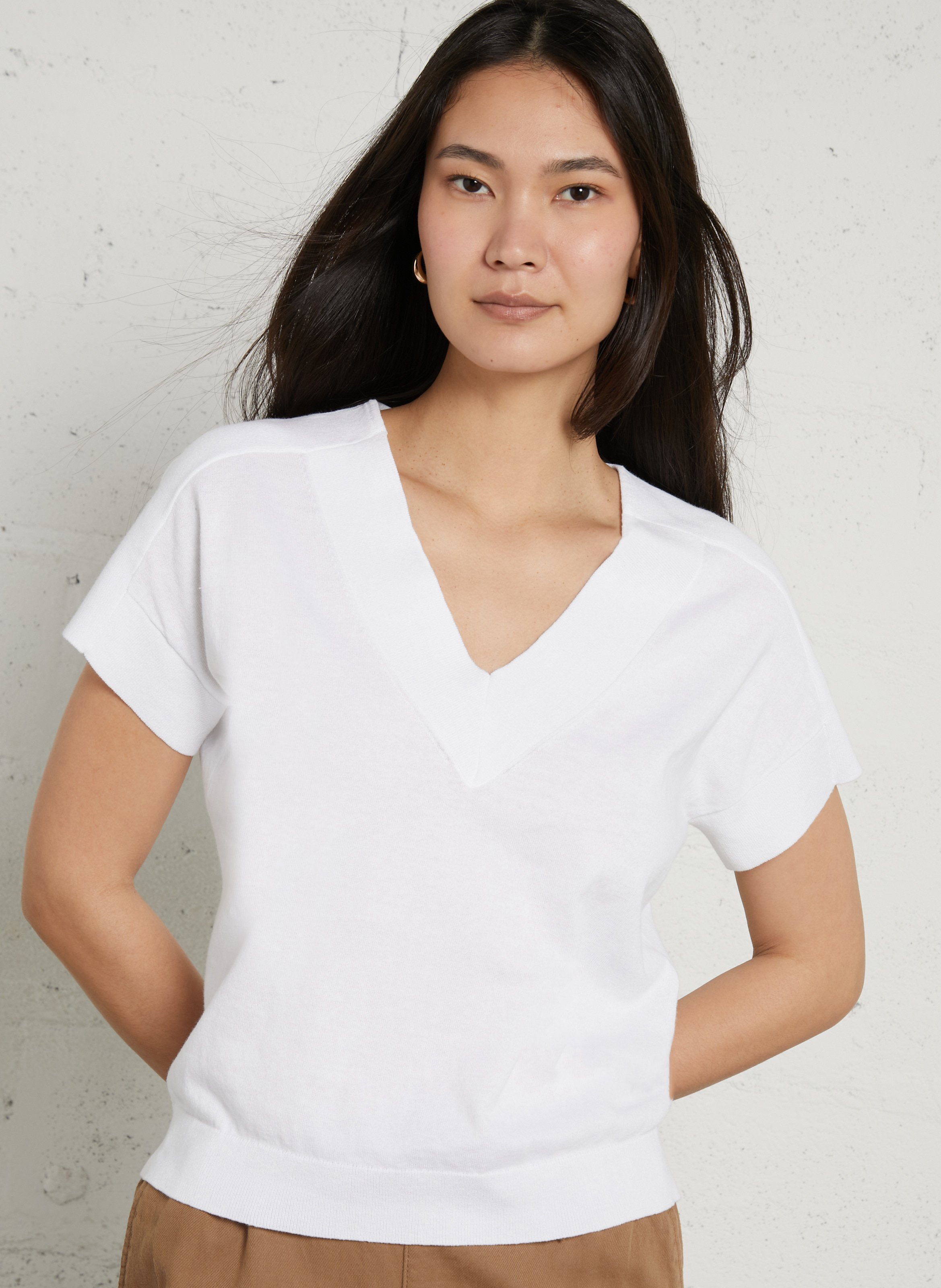 Oversized cotton V-neck top MAISON 123