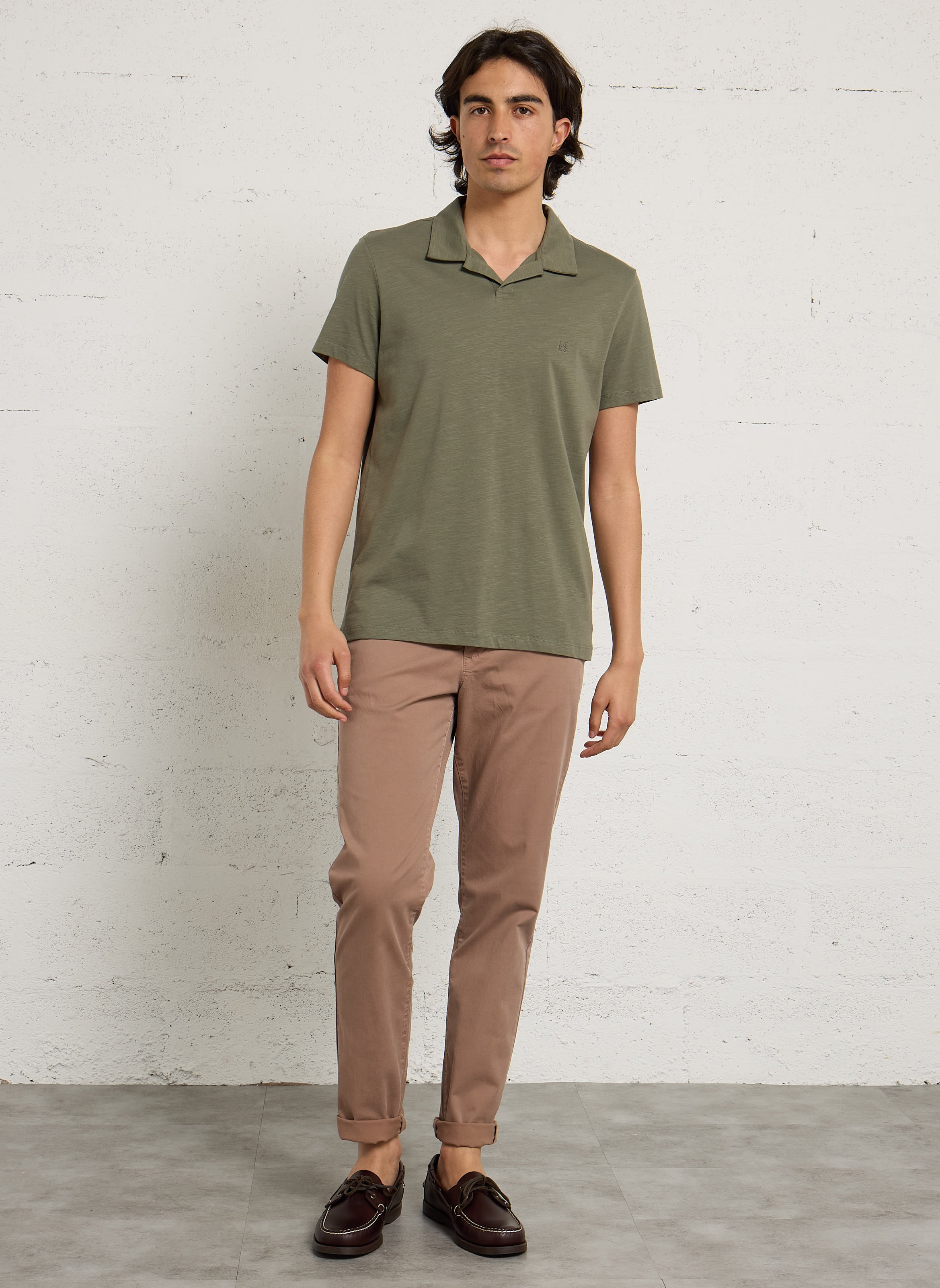 Polo de manga corta liso IKKS Caqui