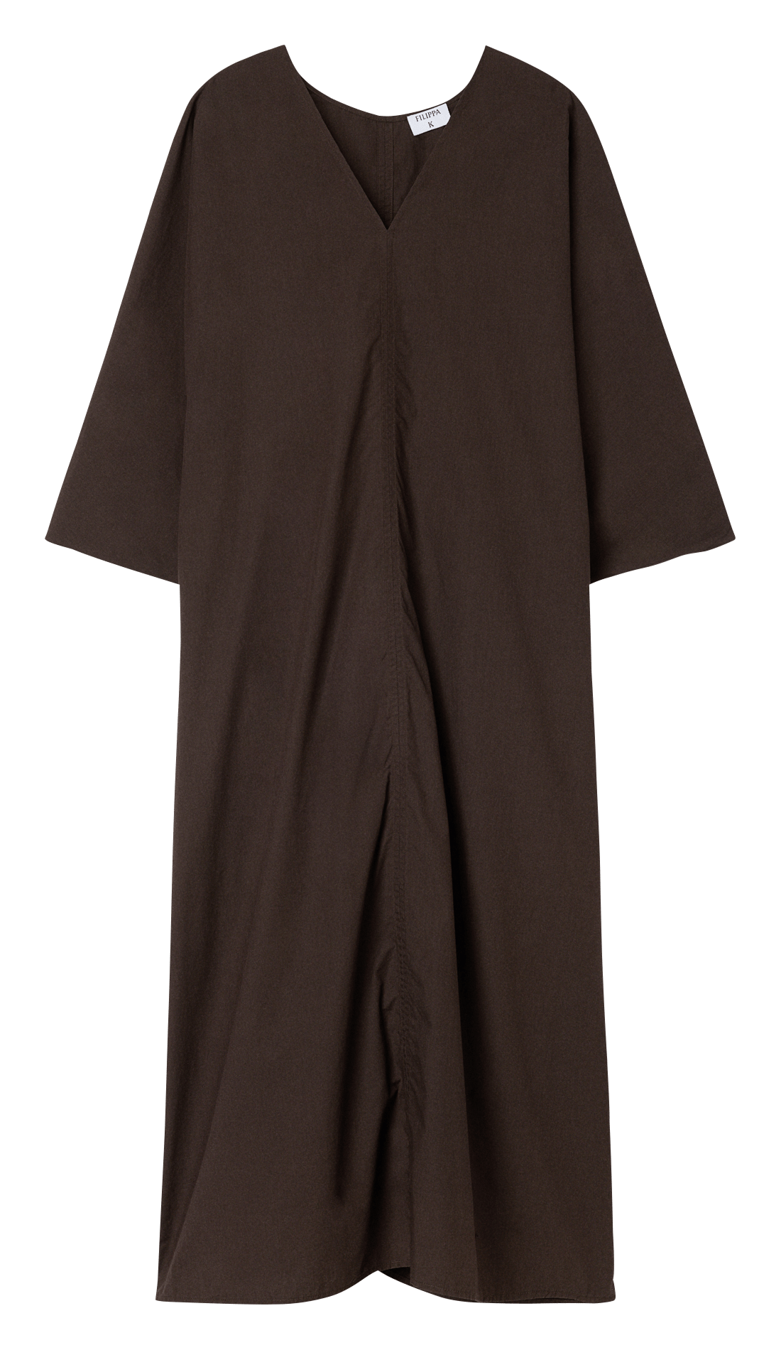 Vestido midi holgado cuello en V liso FILIPPA K Marron