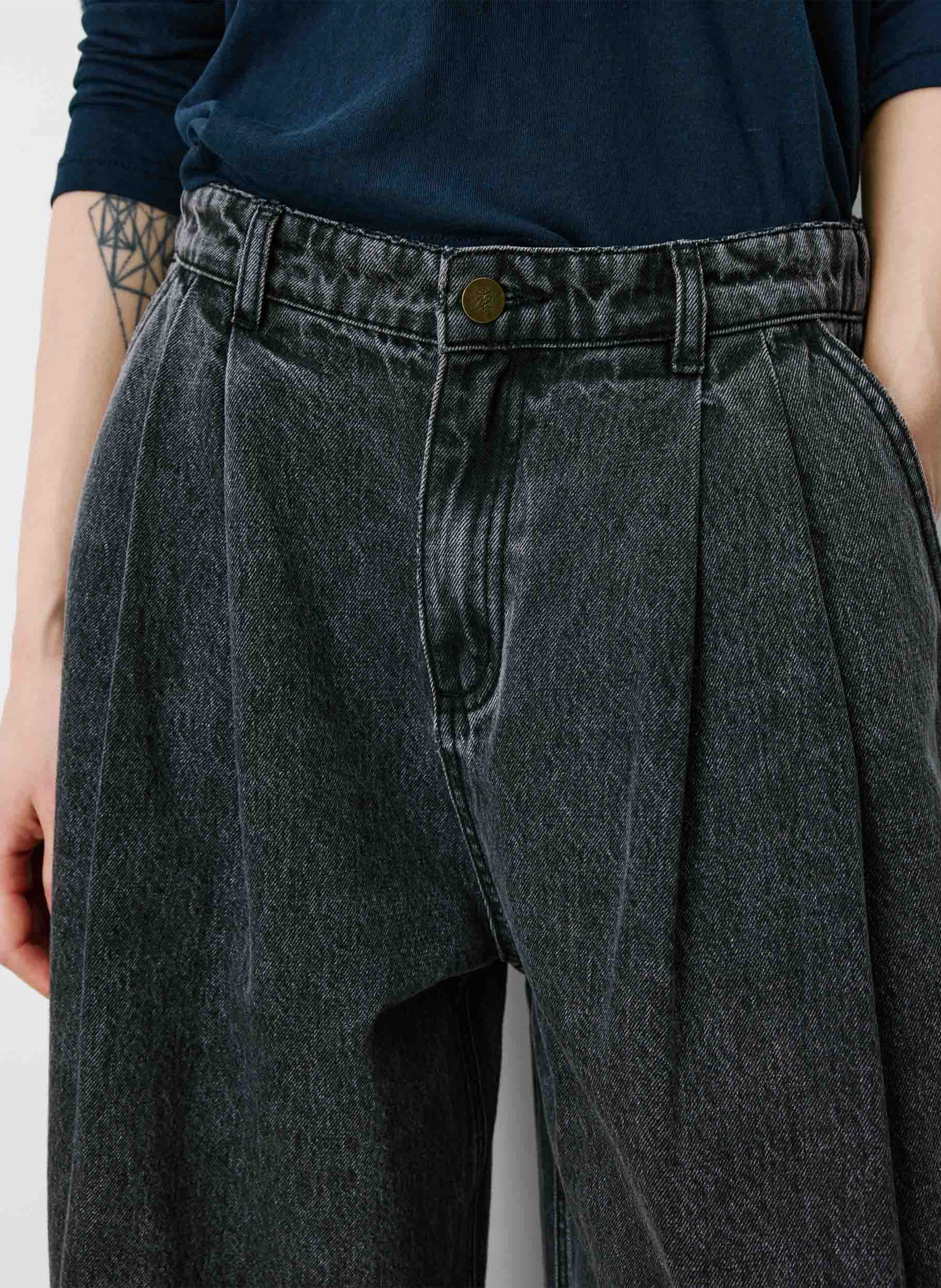Wide-leg cotton jeans GRACE ET MILA Black