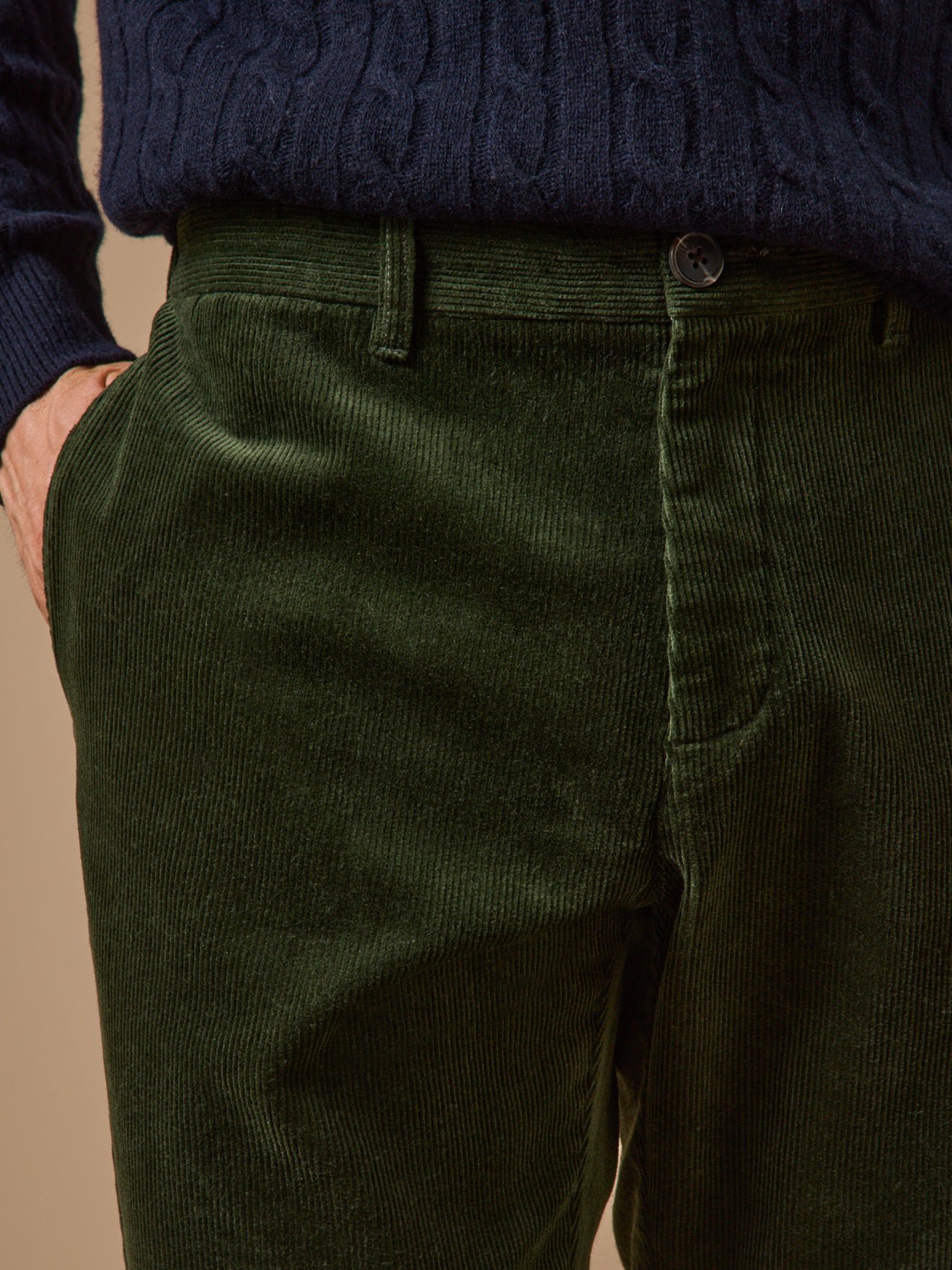 Regular velvet chinos CYRILLUS Green