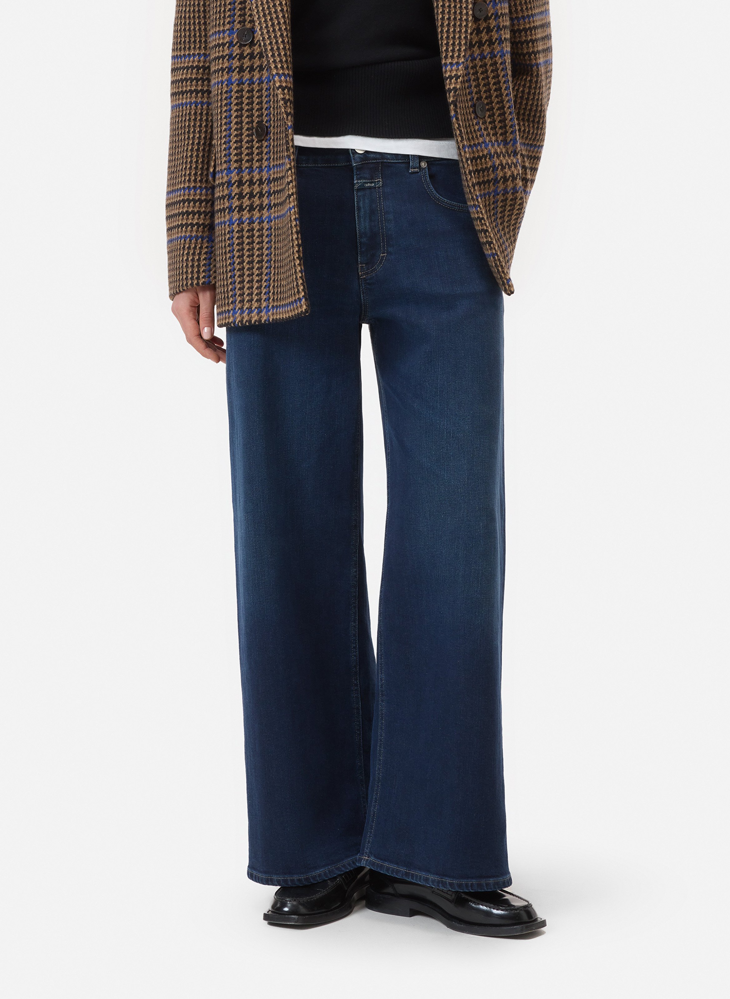 Wide-leg cotton-blend jeans CLOSED Blue