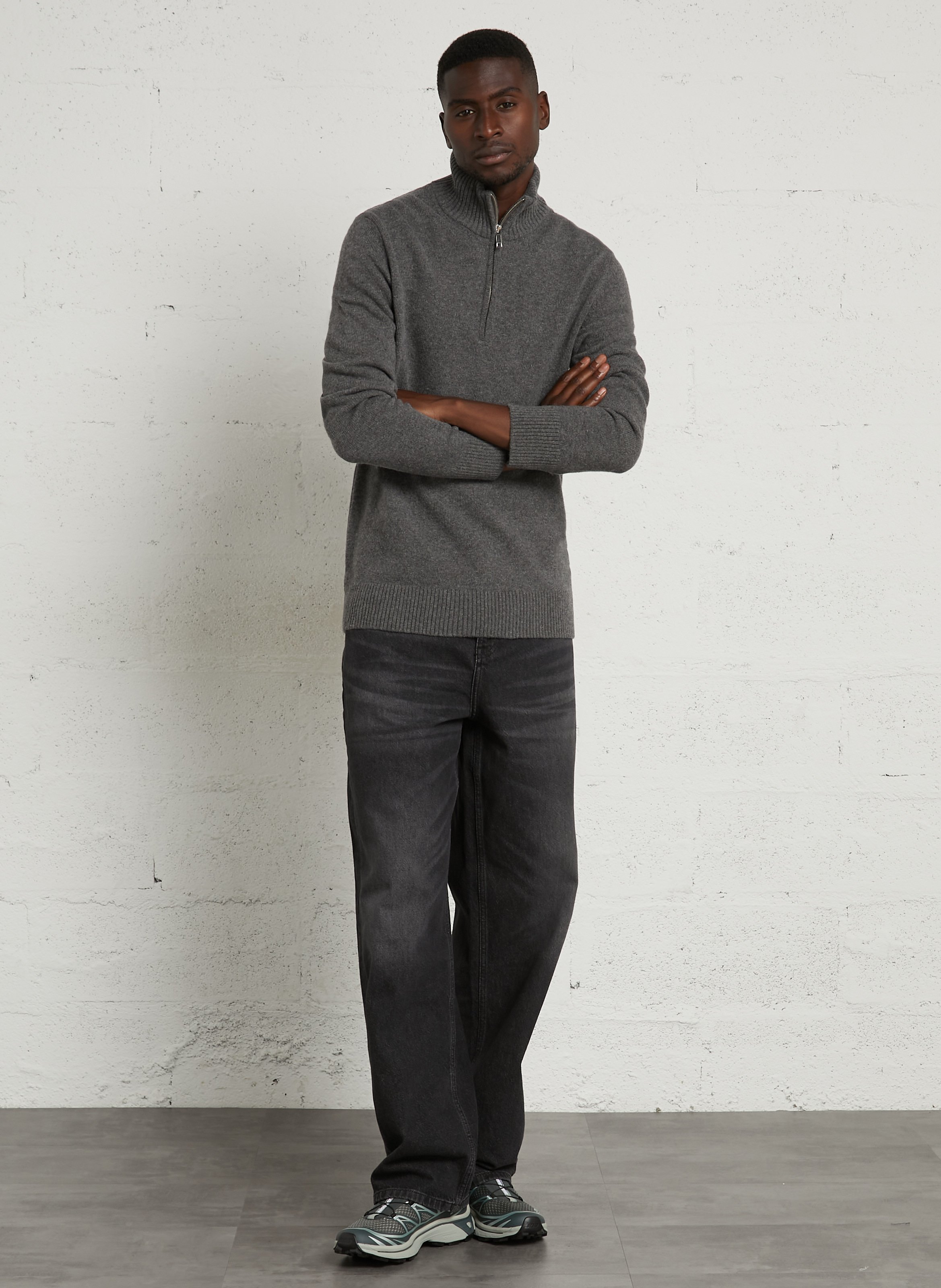 Pull droit col cheminé en laine mélangée AU PRINTEMPS PARIS Gris