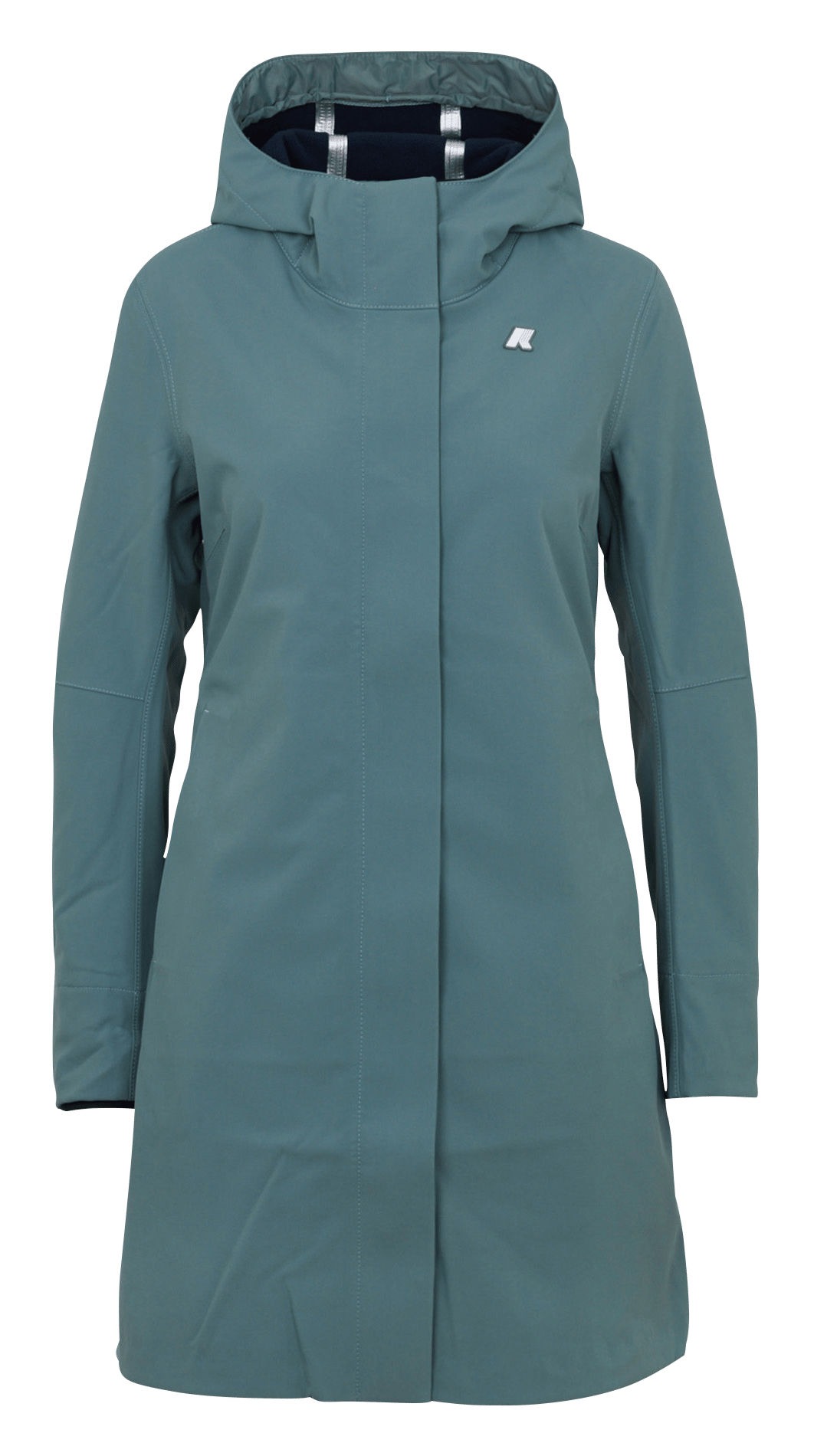 Buttoned and zipped high-neck fitted raincoat K-WAY