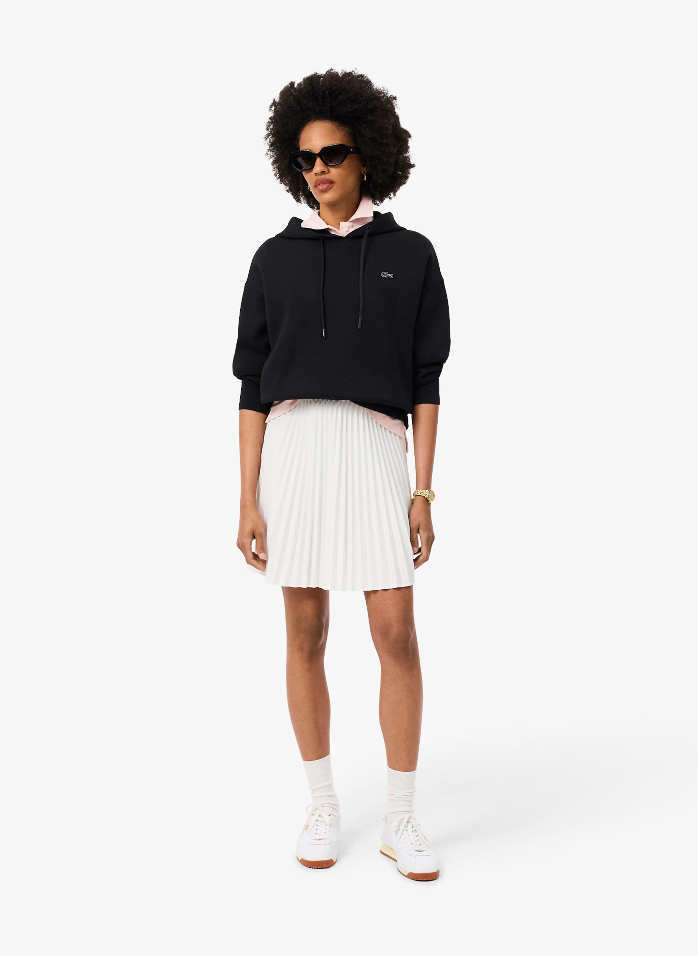 Oversized cotton-blend hoodie LACOSTE Black