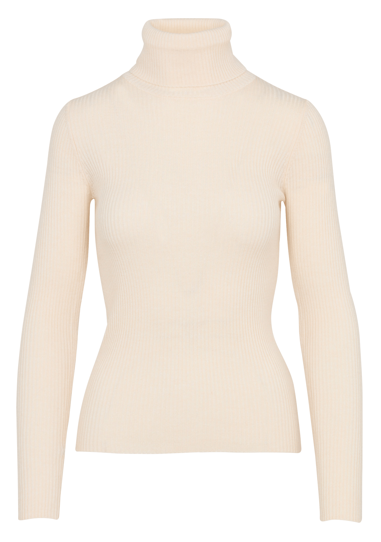 Pull col roulé en maille côtelée MKT Beige
