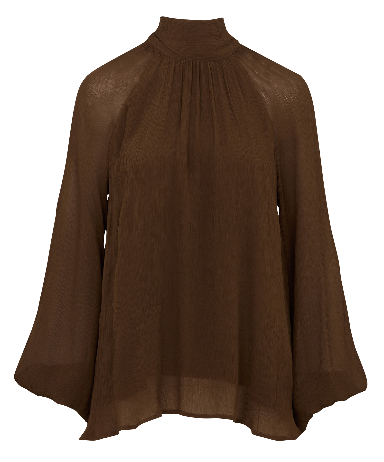High-neck fluid blouse BERENICE Brown