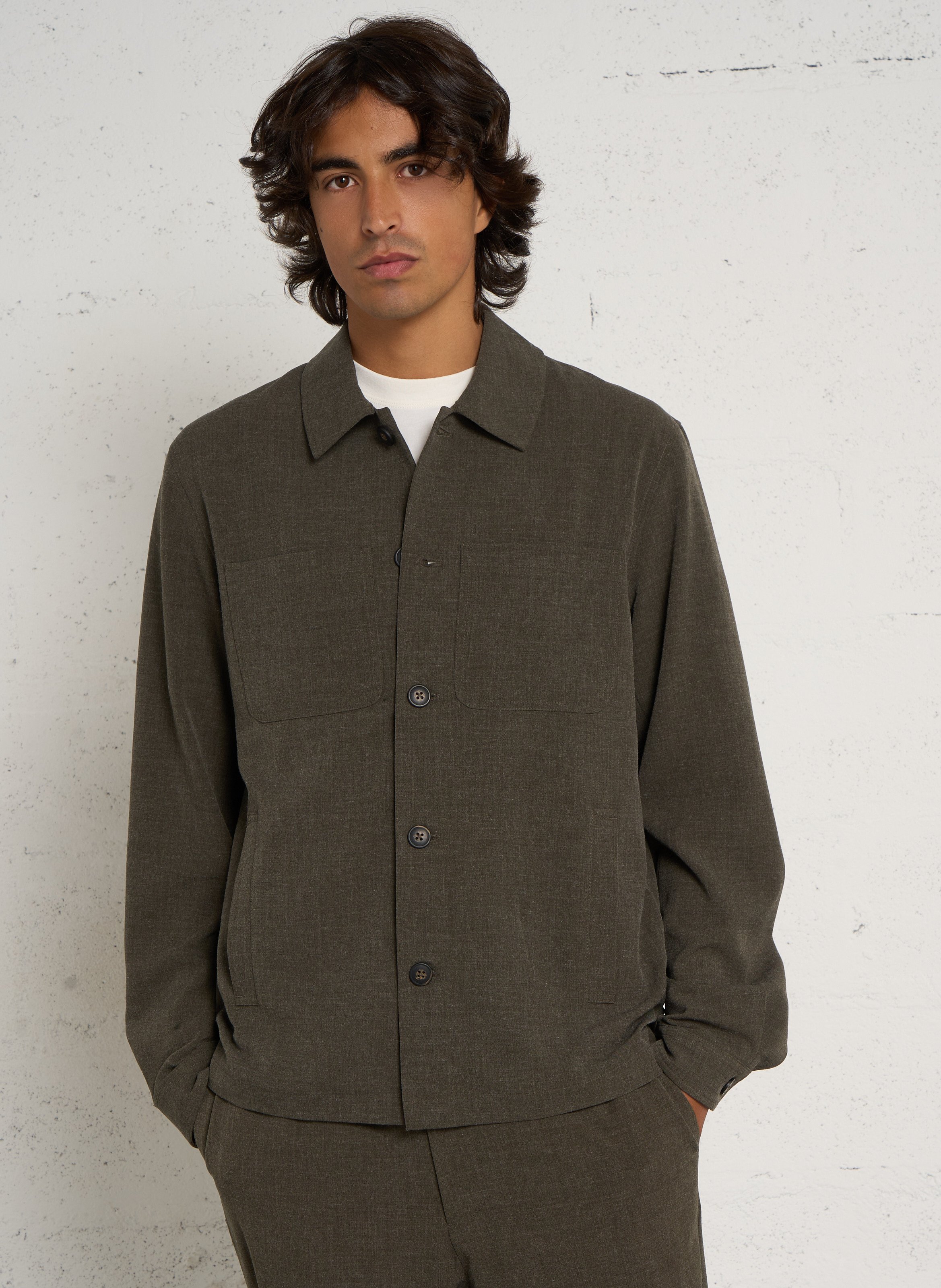 Chemise droite col classique LES DEUX Kaki