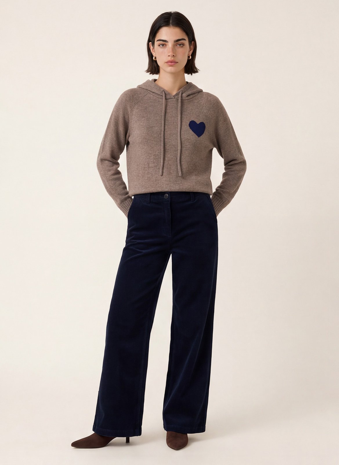 Pull à capuche droit en laine mélangée KOOKAI Marron