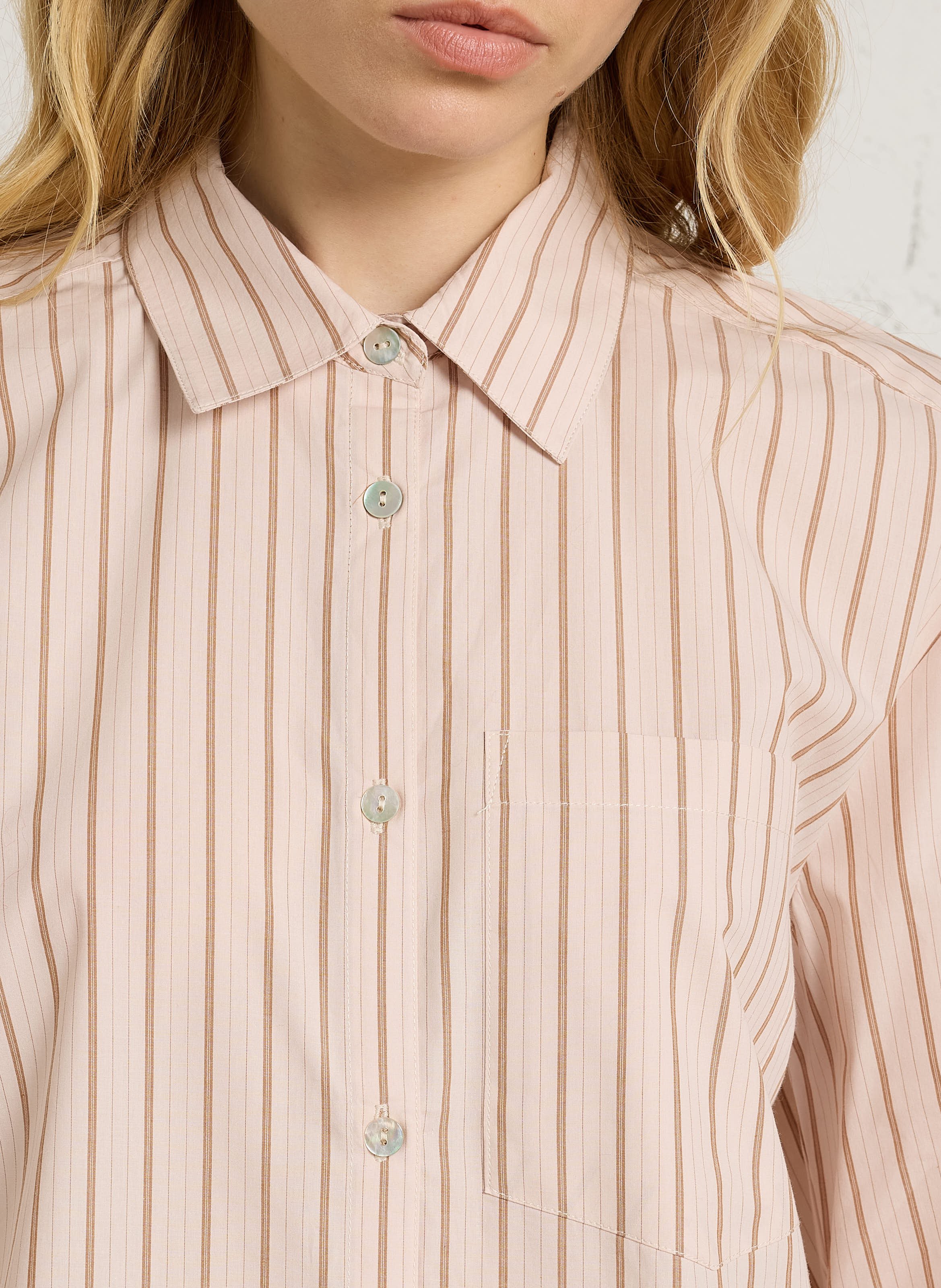 Chemise rayée en coton NICE THINGS Beige
