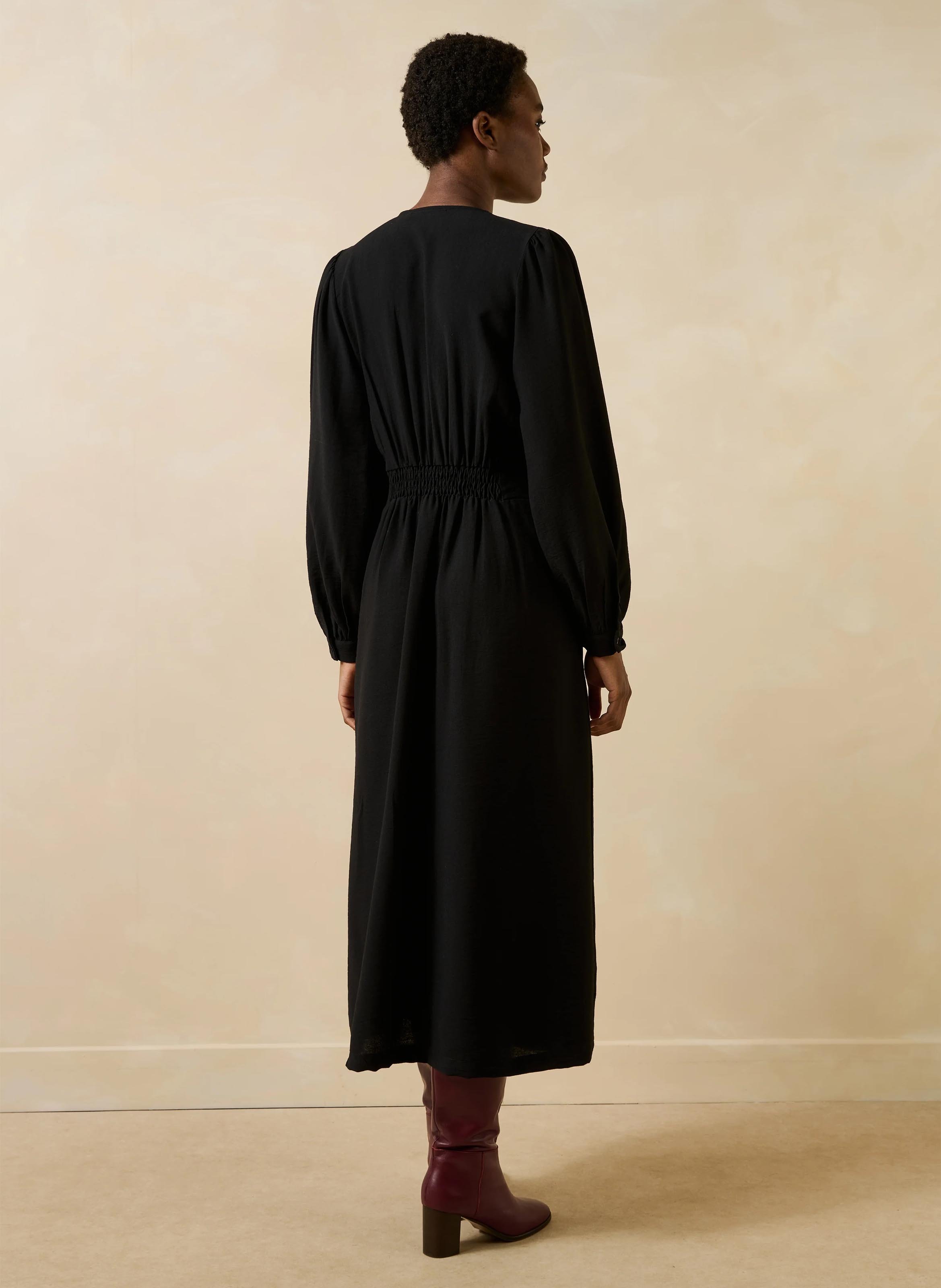 Long V-neck dress LA FEE MARABOUTEE Black