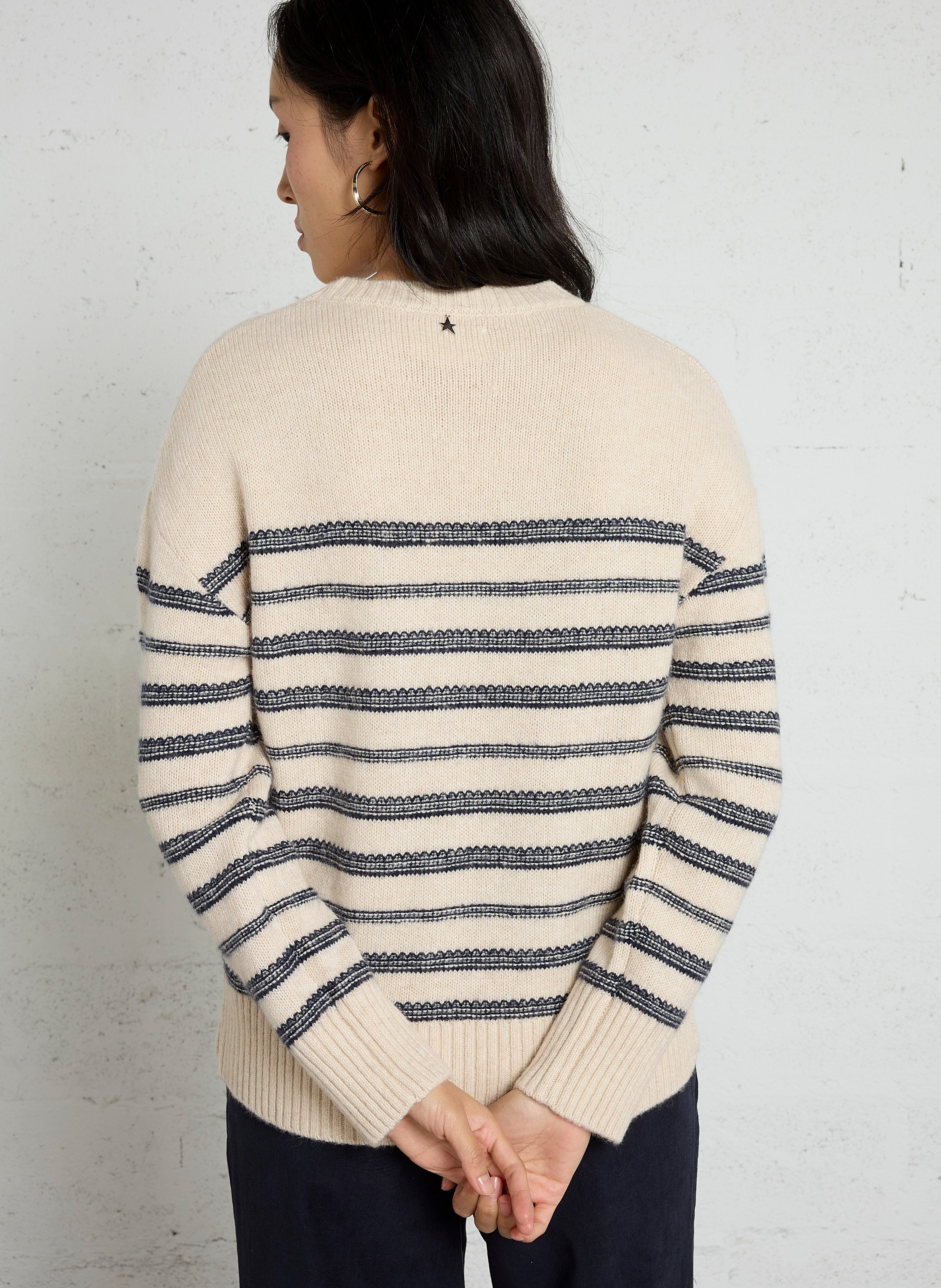 Pull col rond en coton mélangé SUD EXPRESS Beige