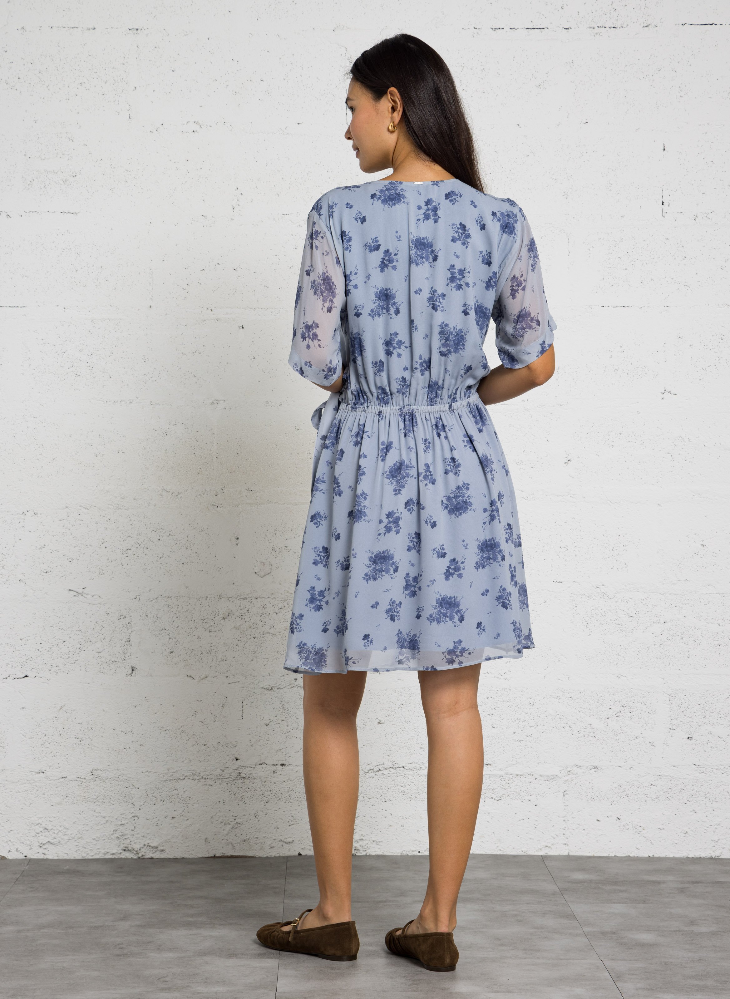 Robe courte cintrée à imprimé IKKS Bleu