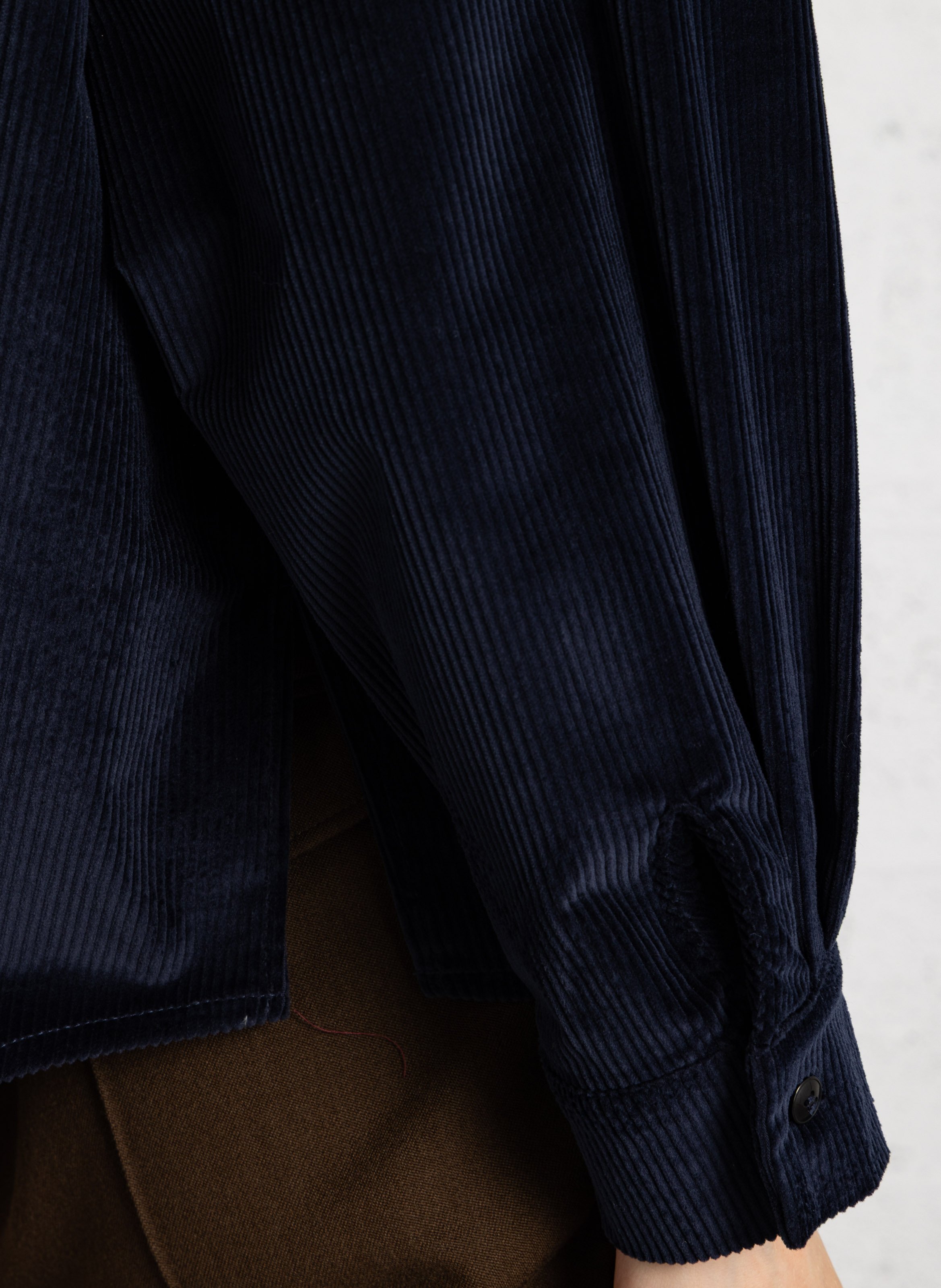 Loose-fitting cotton-blend shirt with high collar SUZIE WINKLE Blue
