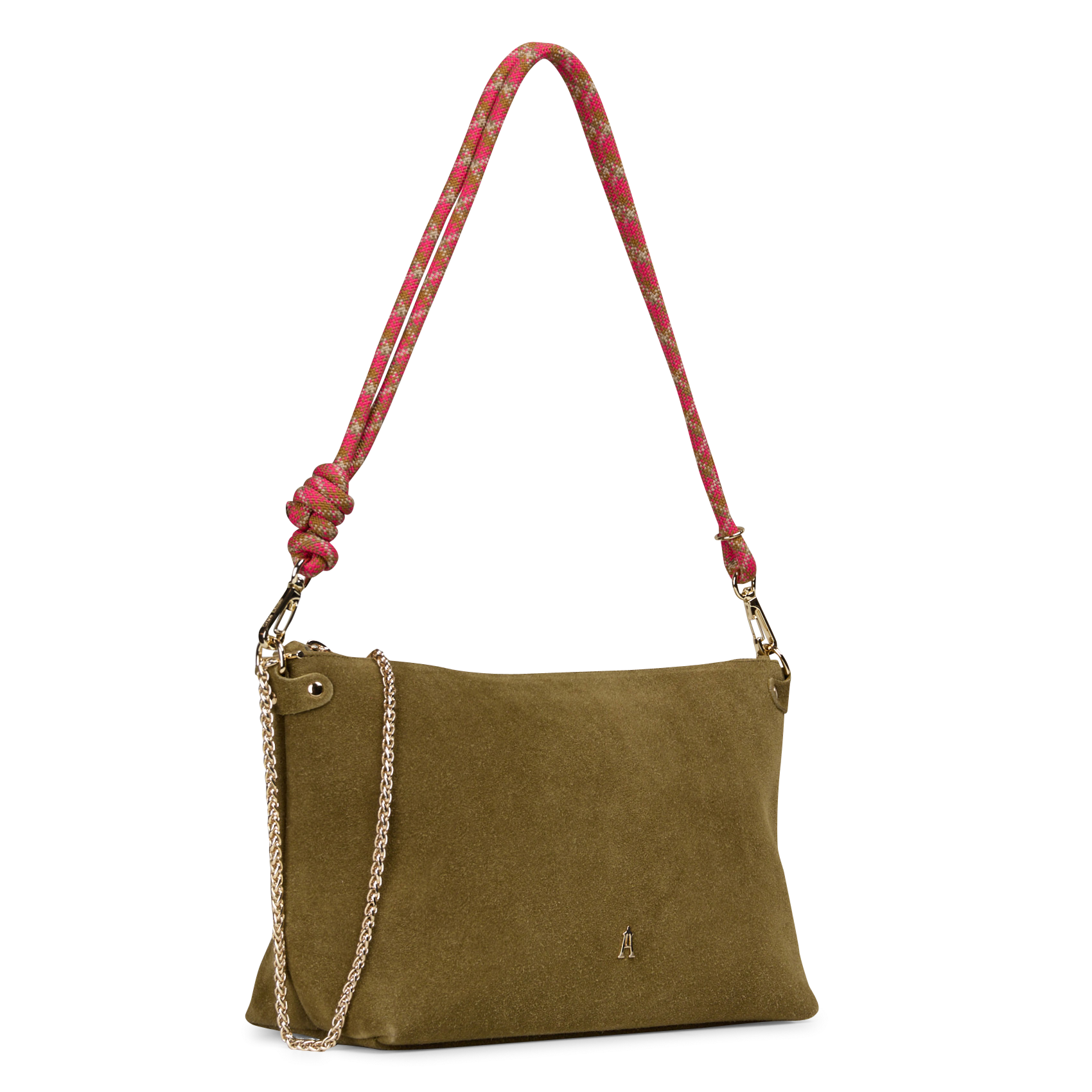 Metallic lambskin leather shoulder bag | Khaki CRAIE STUDIO Women