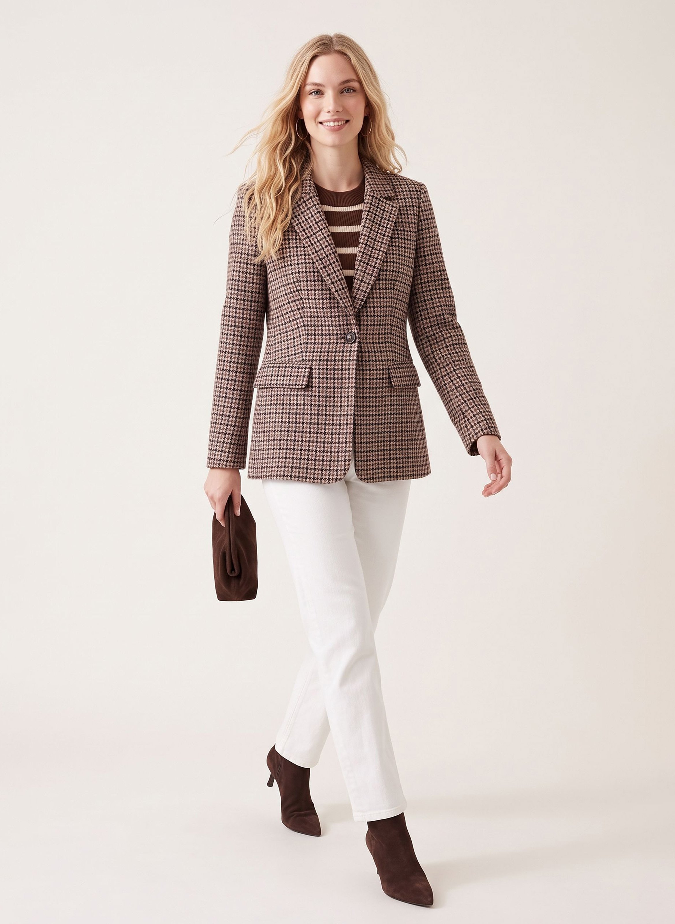 Blazer droit à carreaux KOOKAI Marron