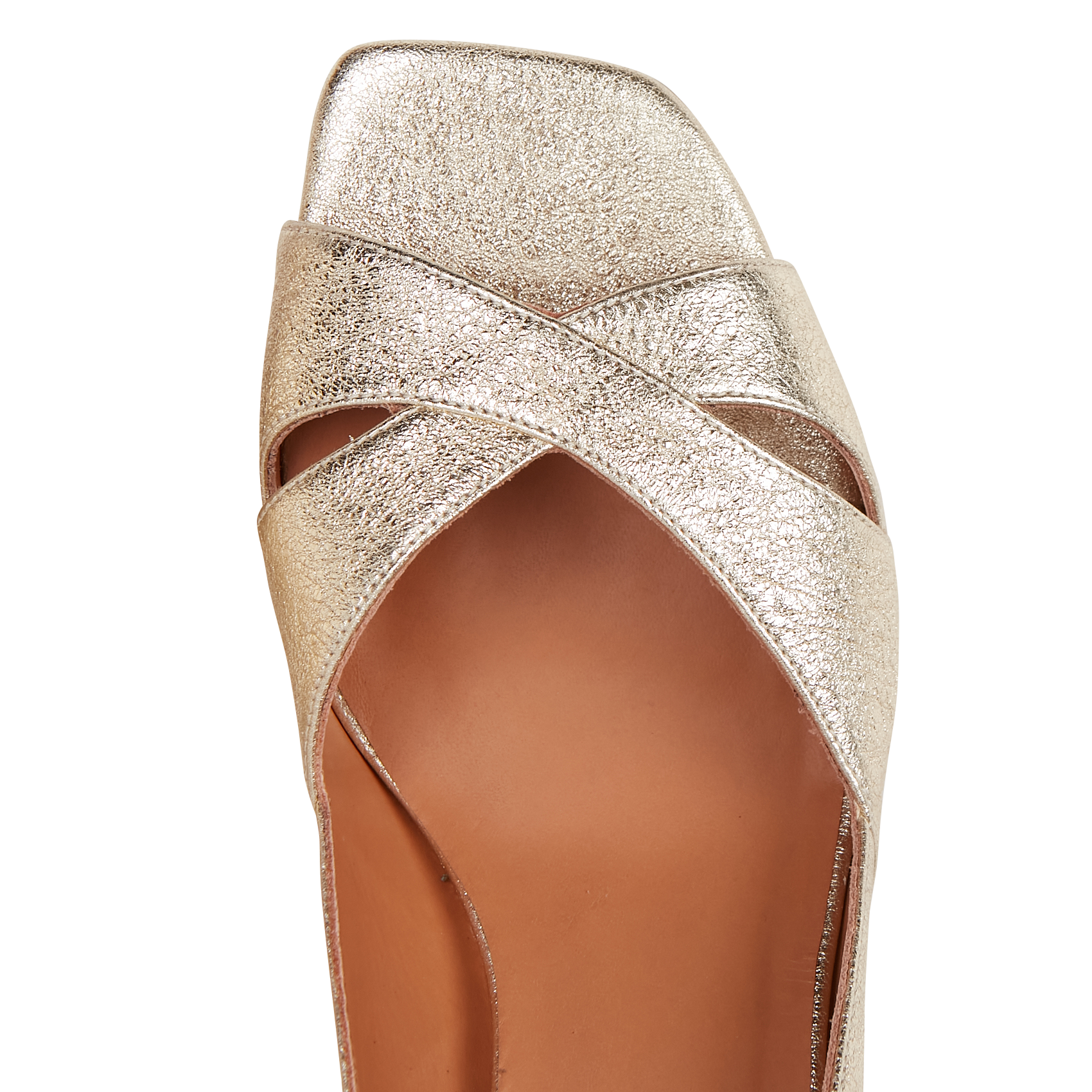 Metallic grained leather heeled sandals BILLI BI Golden