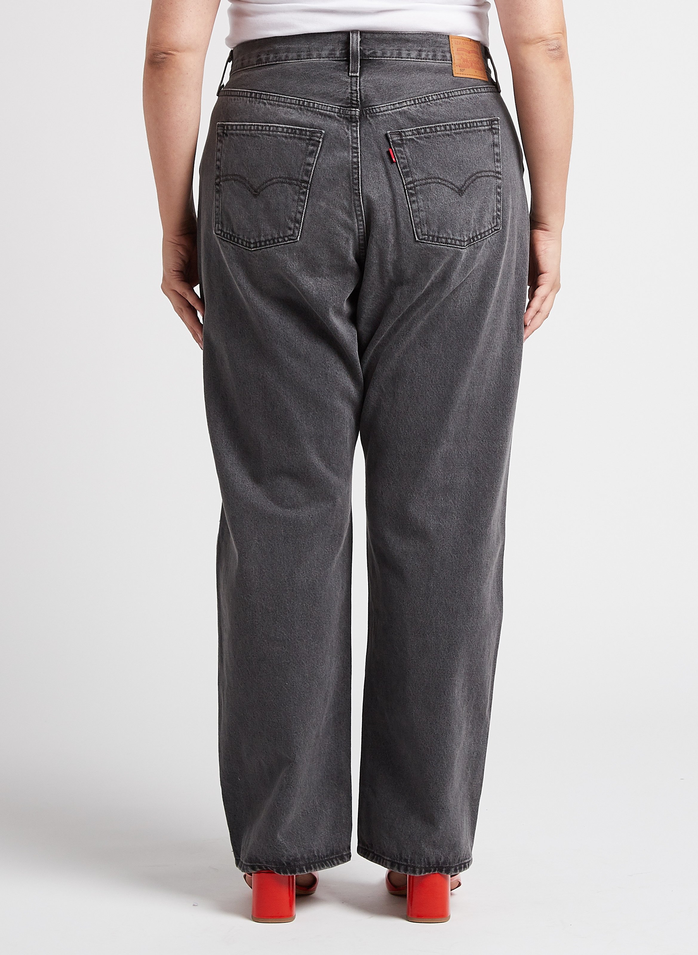 Jean droit en coton délavé LEVI'S Noir