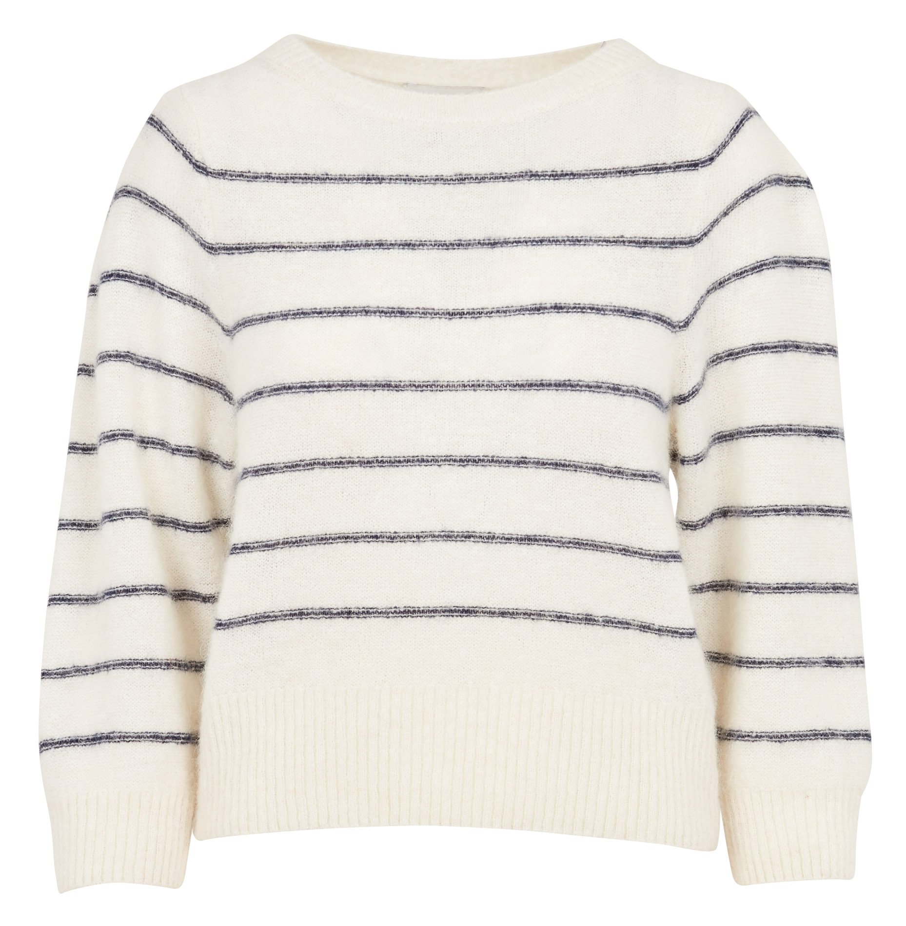 Pull col rond rayé en alpaga mélangé  EMILE ET IDA Blanc