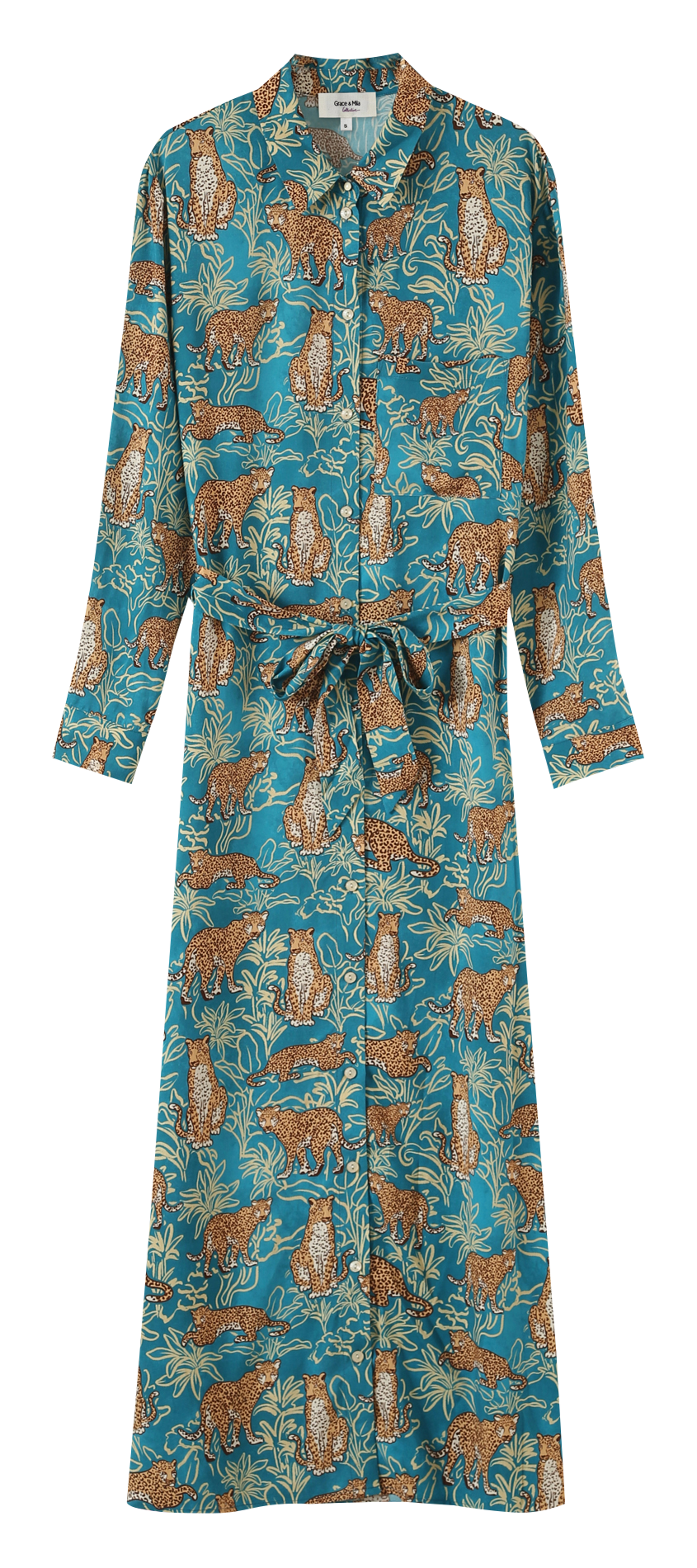 Robe longue et fluide à imprimé animalier GRACE ET MILA Vert