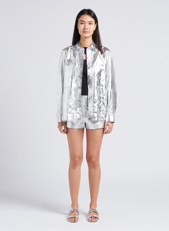 Sandales plates en cuir métallisé | Argent by IRO Sandales plates en cuir métallisé Argent