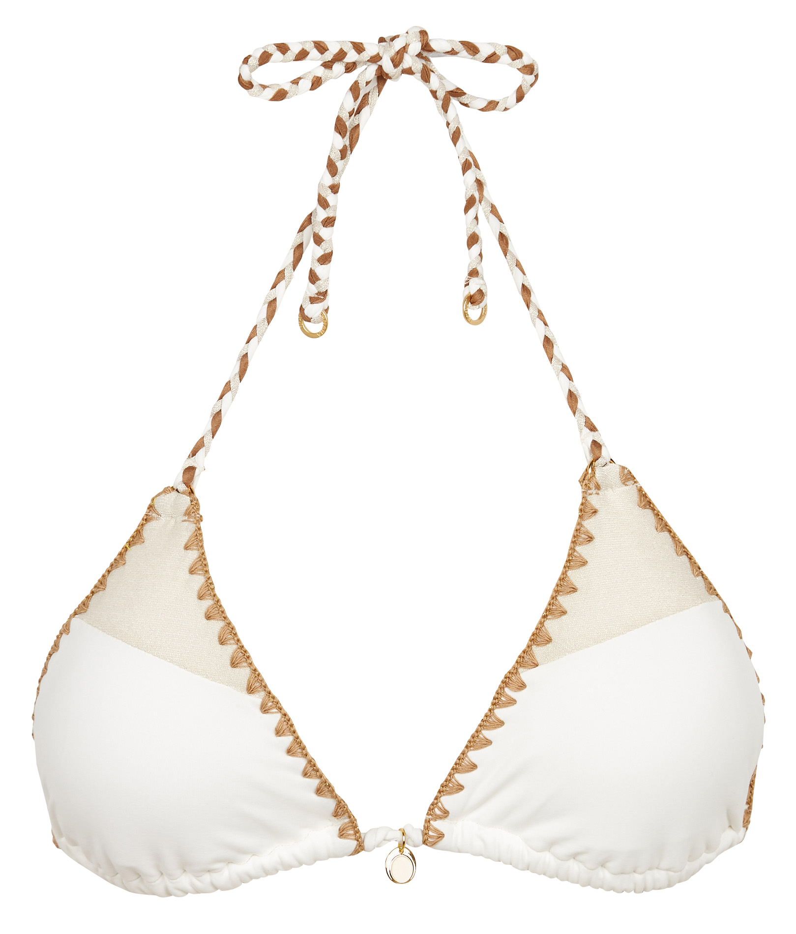 Embroidered triangle bikini top BANANA MOON Beige