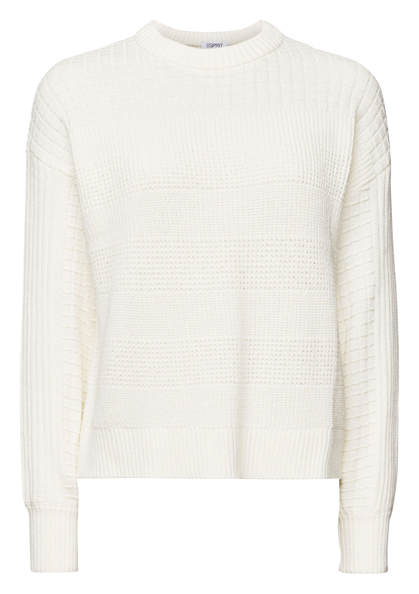 Pull col rond droit en coton ESPRIT Gris