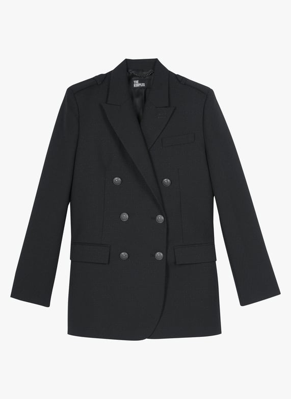 Veste tailleur droite en laine mélangée Noir The kooples Femme