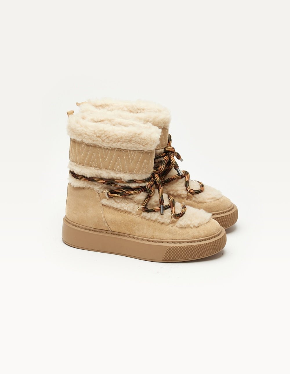 Taupe suede fur-lined boots Brown