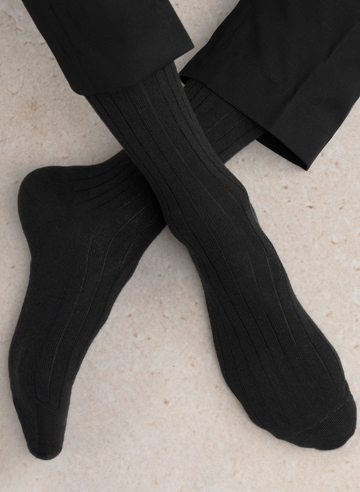 Long wool-blend socks BLEUFORET Black