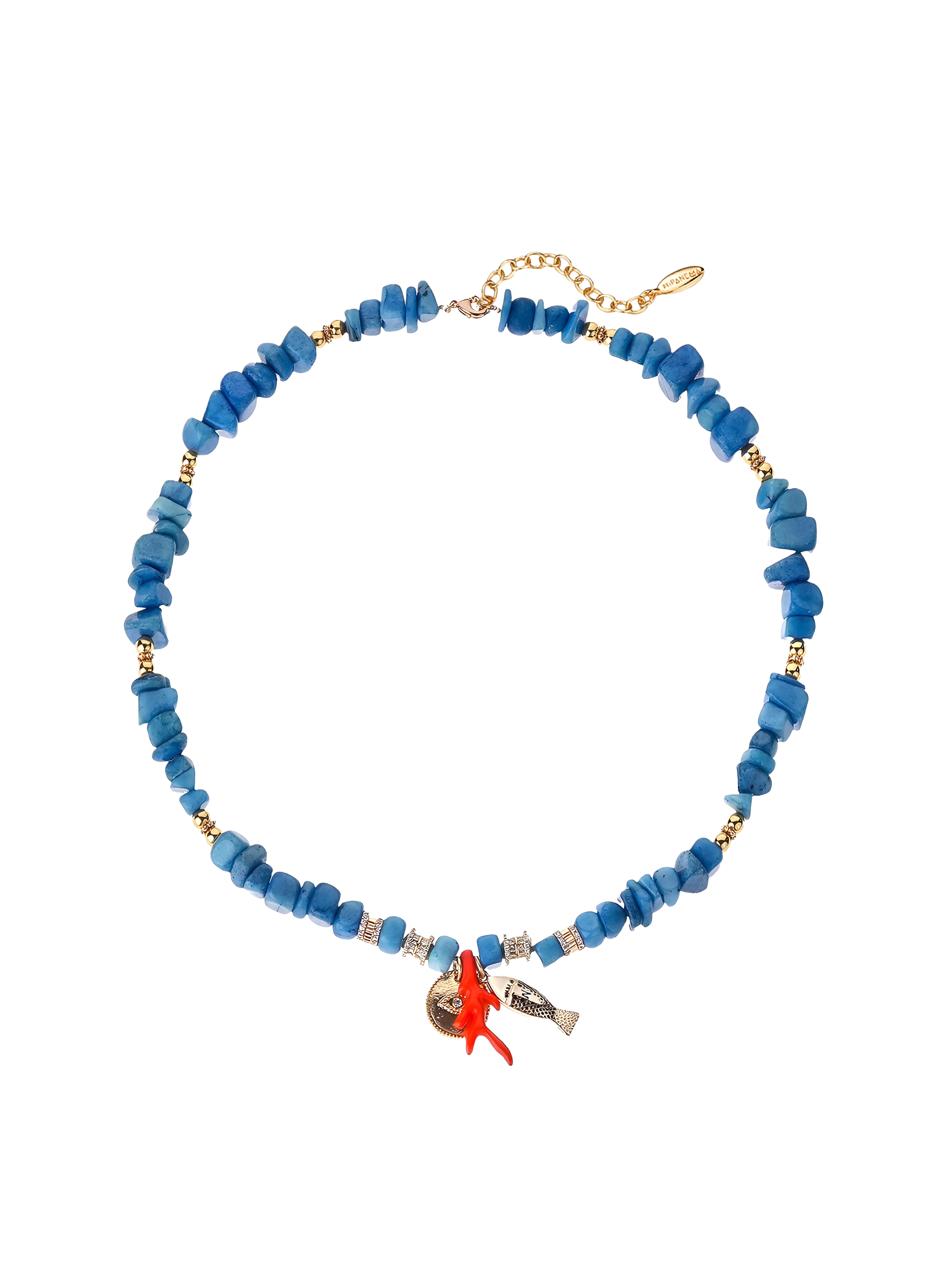 Necklace with pearls and trio of pendants HIPANEMA Blue