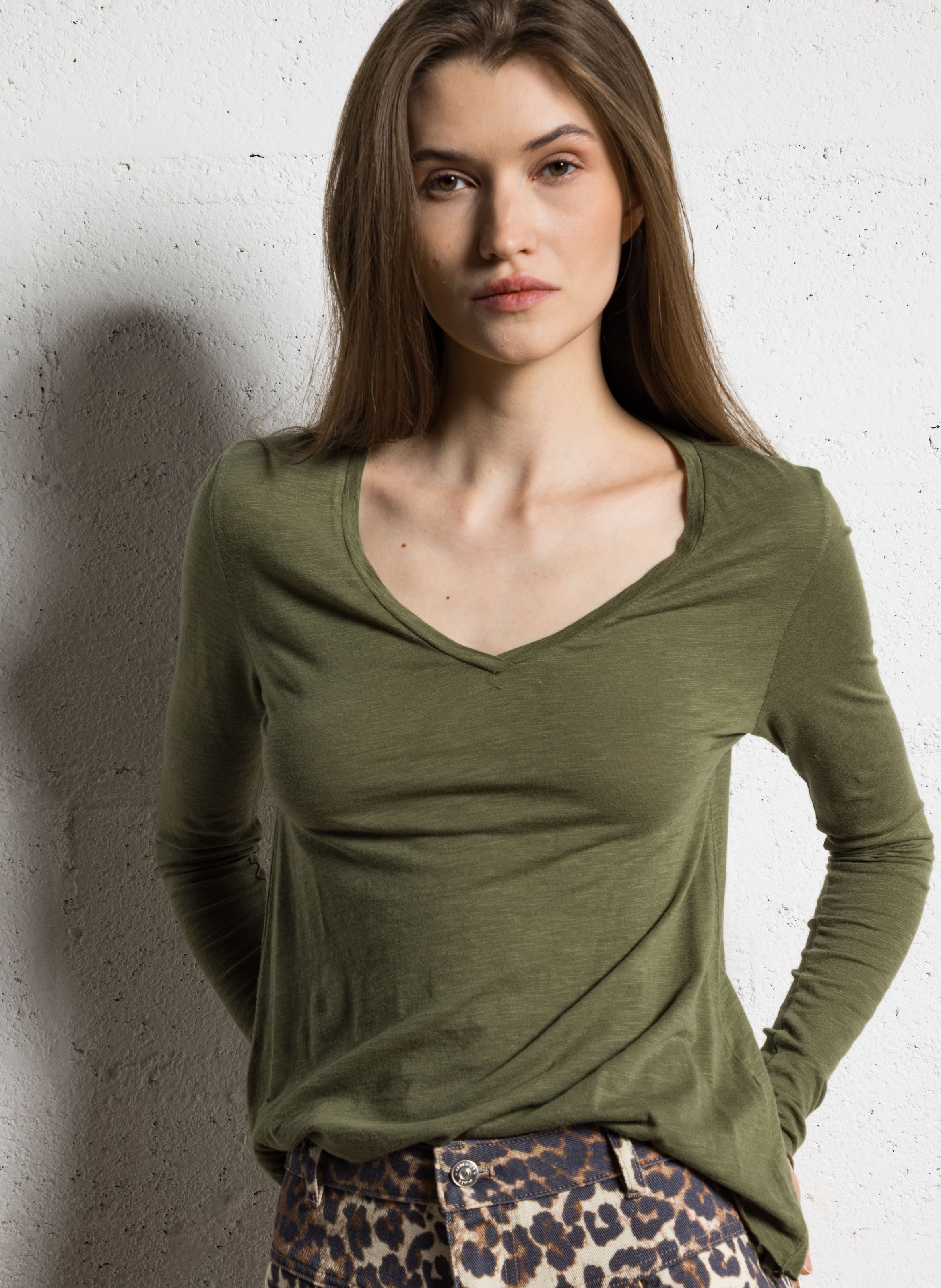 V-neck cotton-blend T-shirt AMERICAN VINTAGE